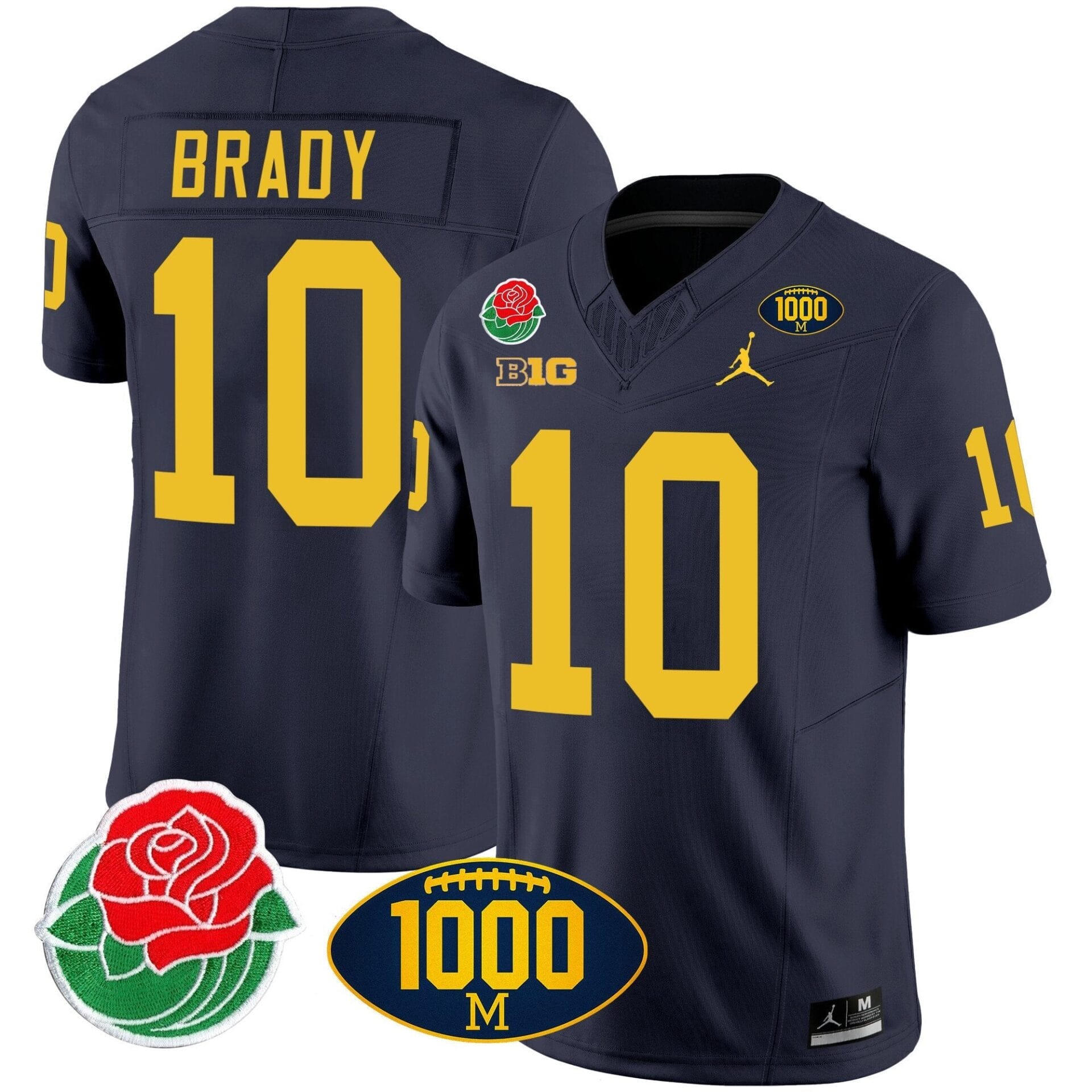 Michigan Wolverines Rose Bowl & 1000 Wins Patch Vapor Jersey - All Stitched - Image 11