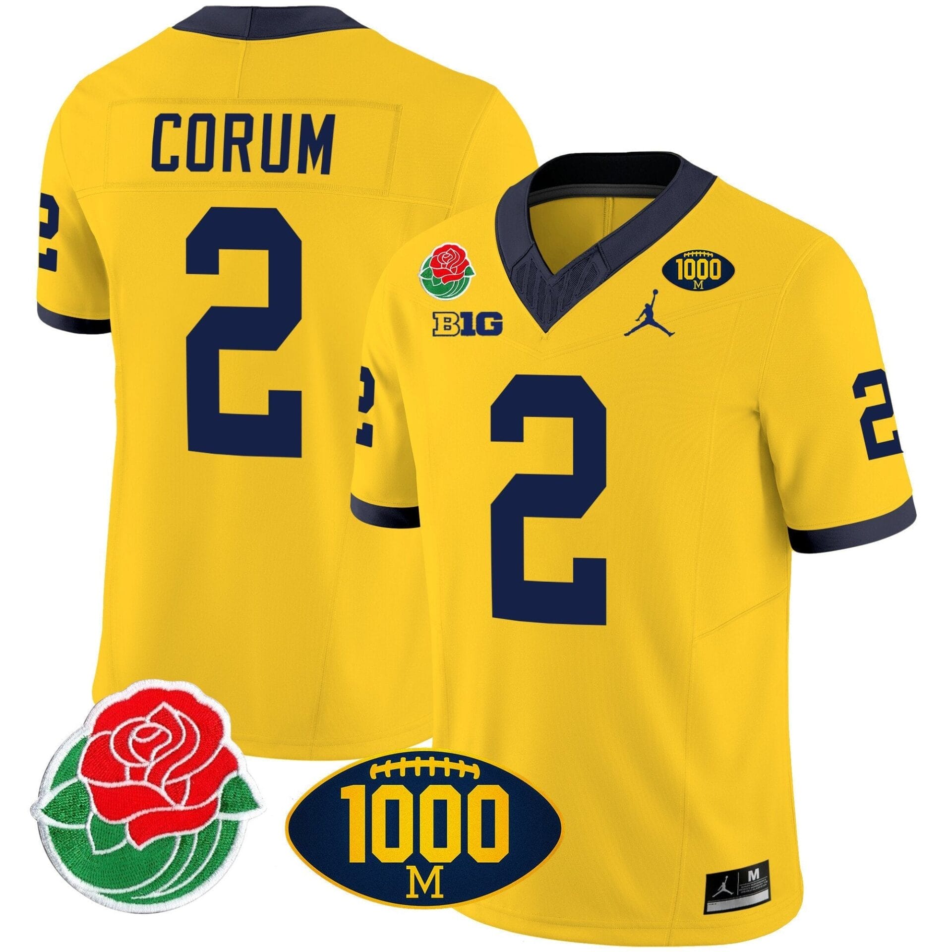 Michigan Wolverines Rose Bowl & 1000 Wins Patch Vapor Jersey - All Stitched - Image 14