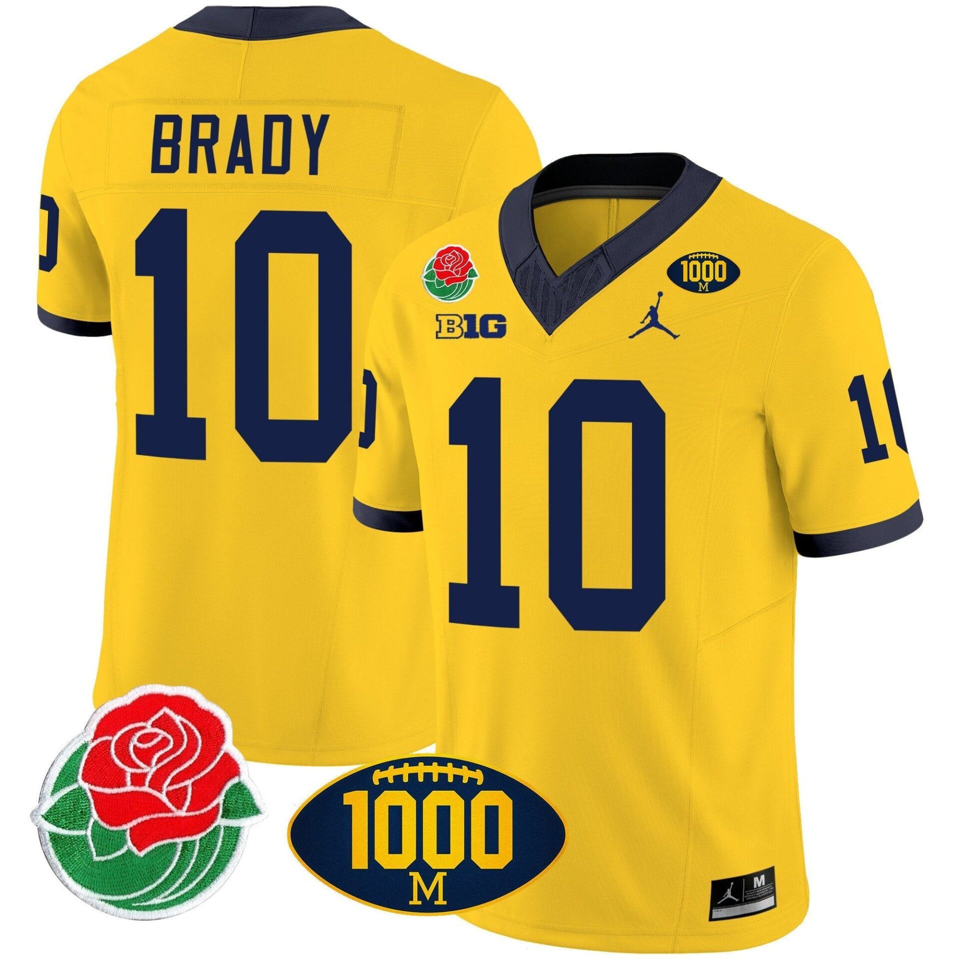 Michigan Wolverines Rose Bowl & 1000 Wins Patch Vapor Jersey - All Stitched - Image 17