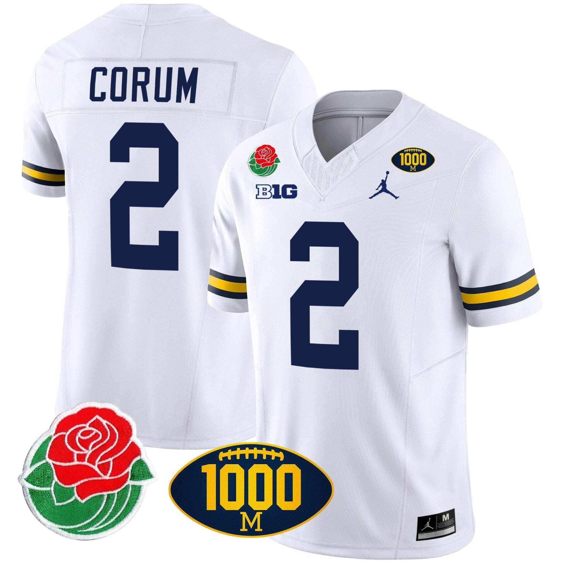 Michigan Wolverines Rose Bowl & 1000 Wins Patch Vapor Jersey - All Stitched - Image 20