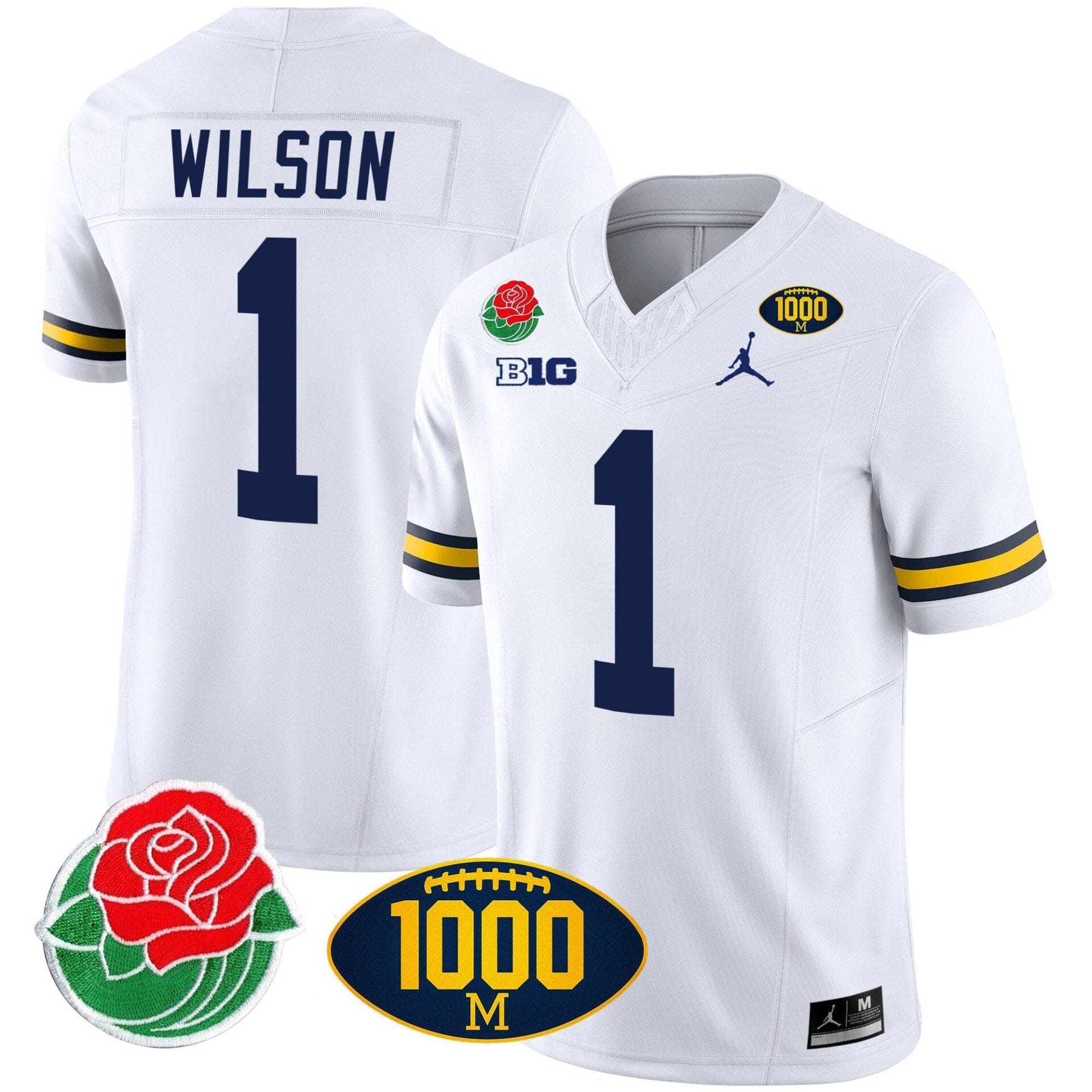 Michigan Wolverines Rose Bowl & 1000 Wins Patch Vapor Jersey - All Stitched - Image 21
