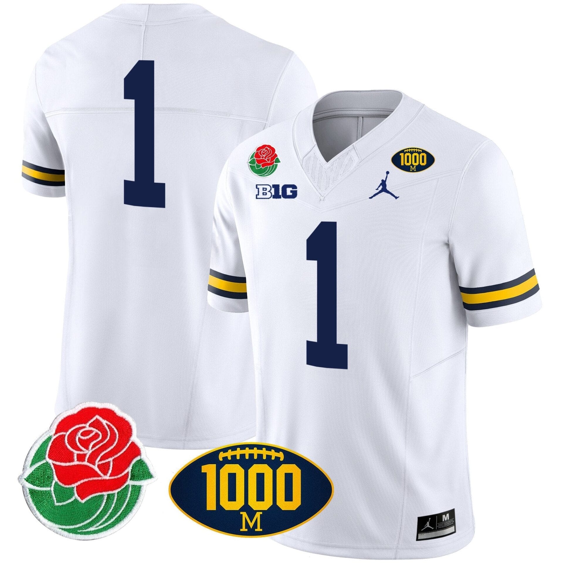 Michigan Wolverines Rose Bowl & 1000 Wins Patch Vapor Jersey - All Stitched - Image 24