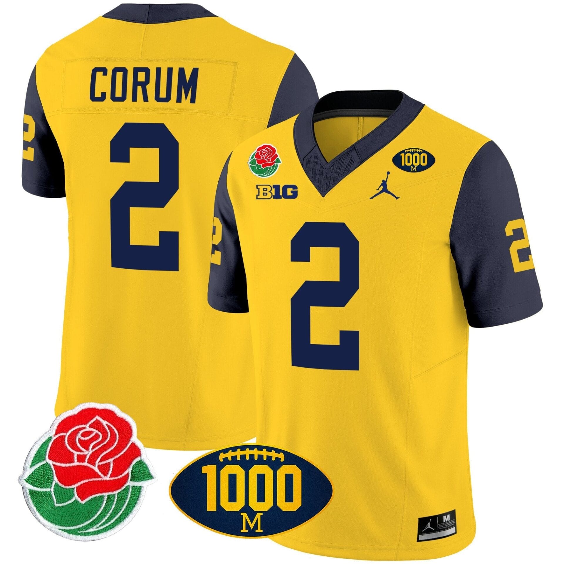 Michigan Wolverines Rose Bowl & 1000 Wins Patch Vapor Jersey - All Stitched - Image 26