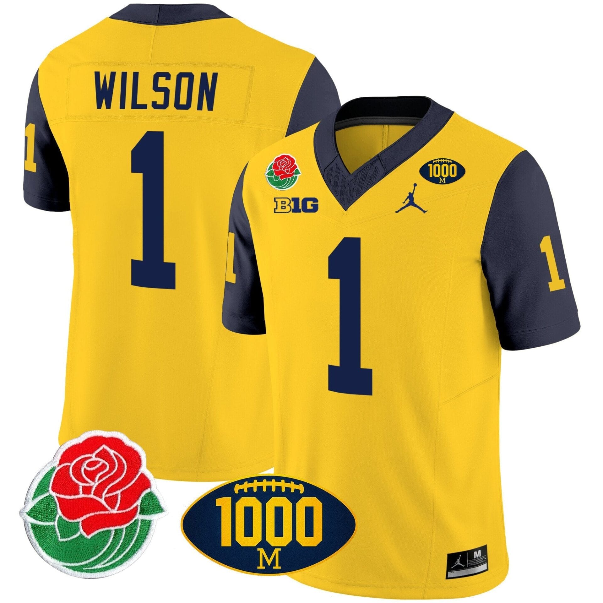 Michigan Wolverines Rose Bowl & 1000 Wins Patch Vapor Jersey - All Stitched - Image 27