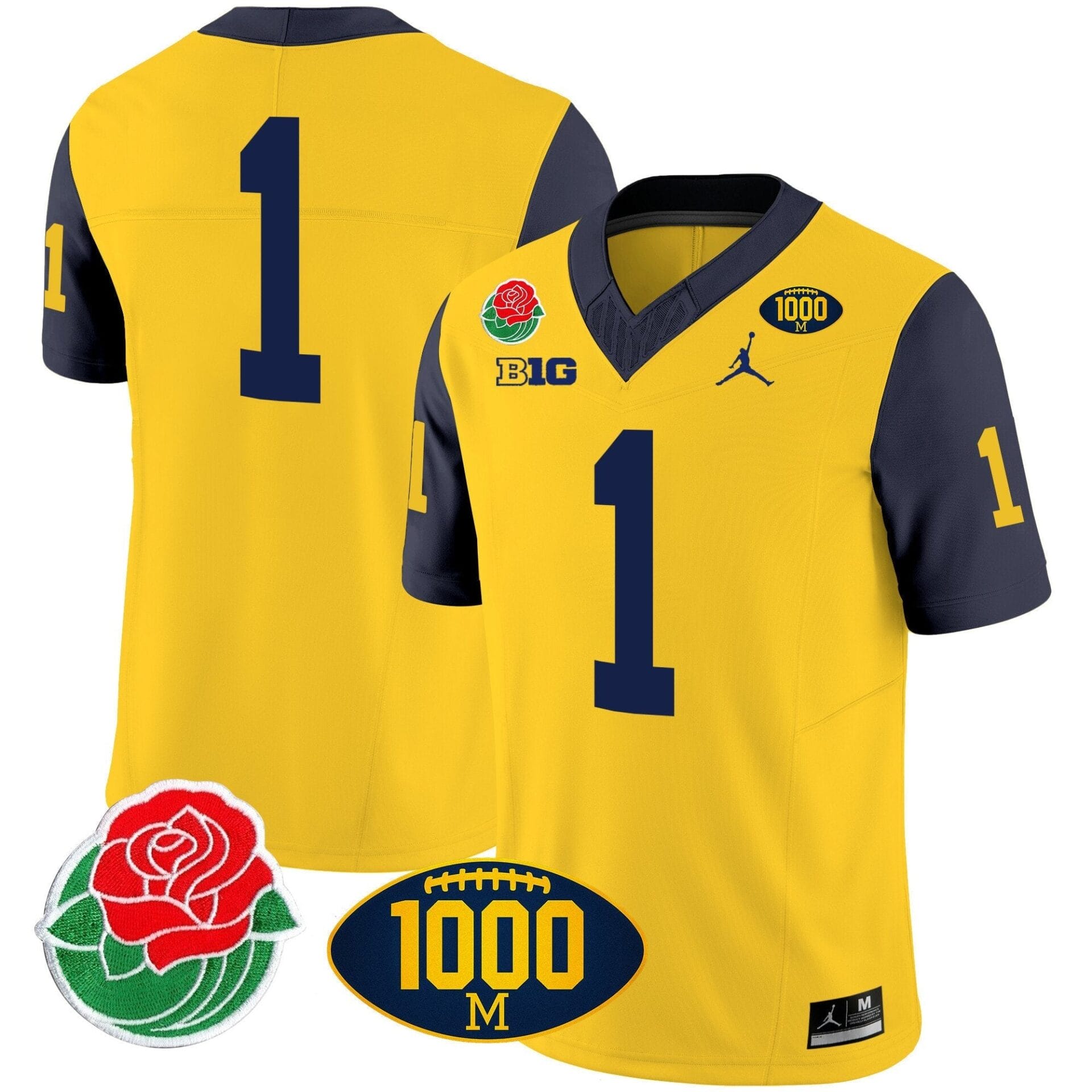Michigan Wolverines Rose Bowl & 1000 Wins Patch Vapor Jersey - All Stitched - Image 30