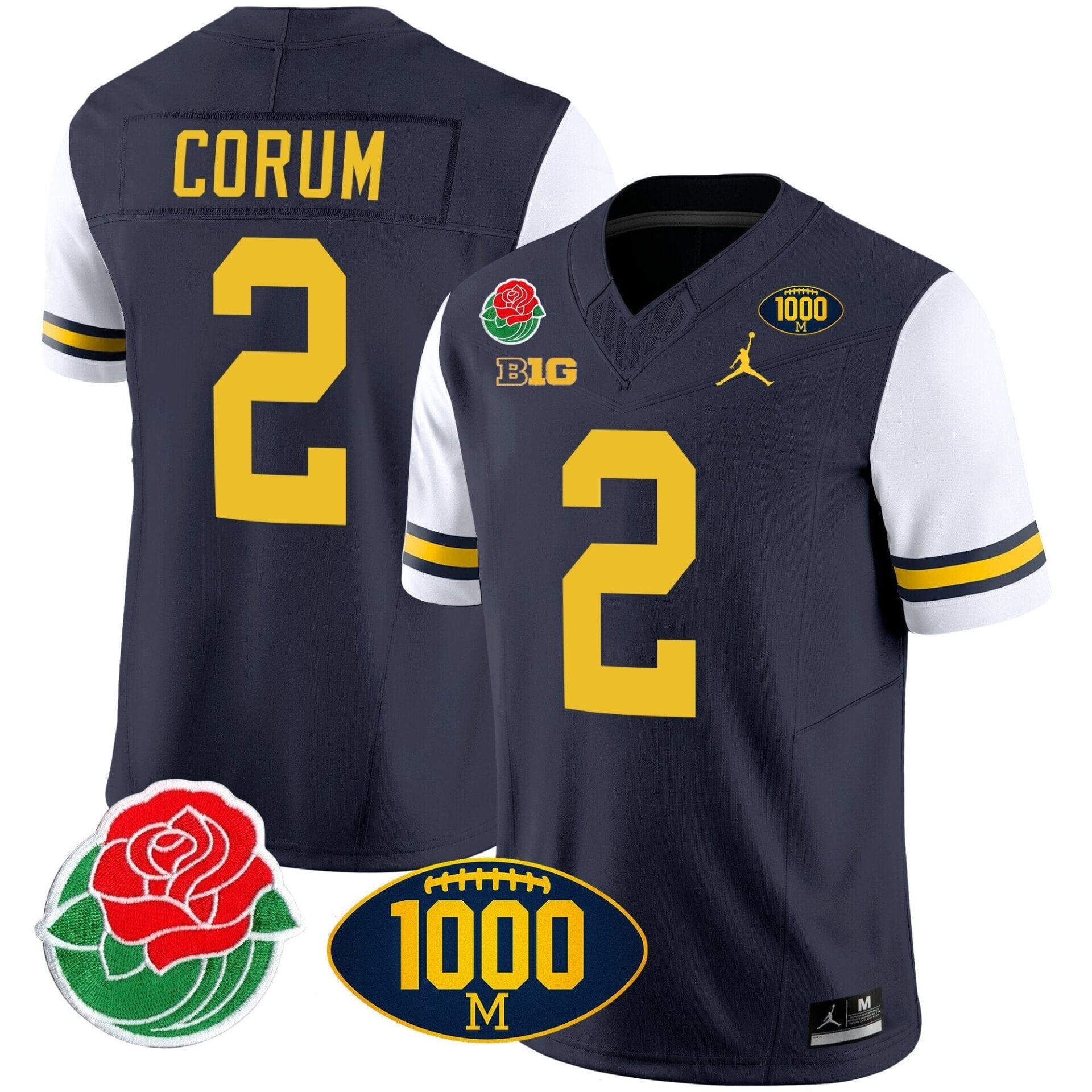 Michigan Wolverines Rose Bowl & 1000 Wins Patch Vapor Jersey - All Stitched - Image 32