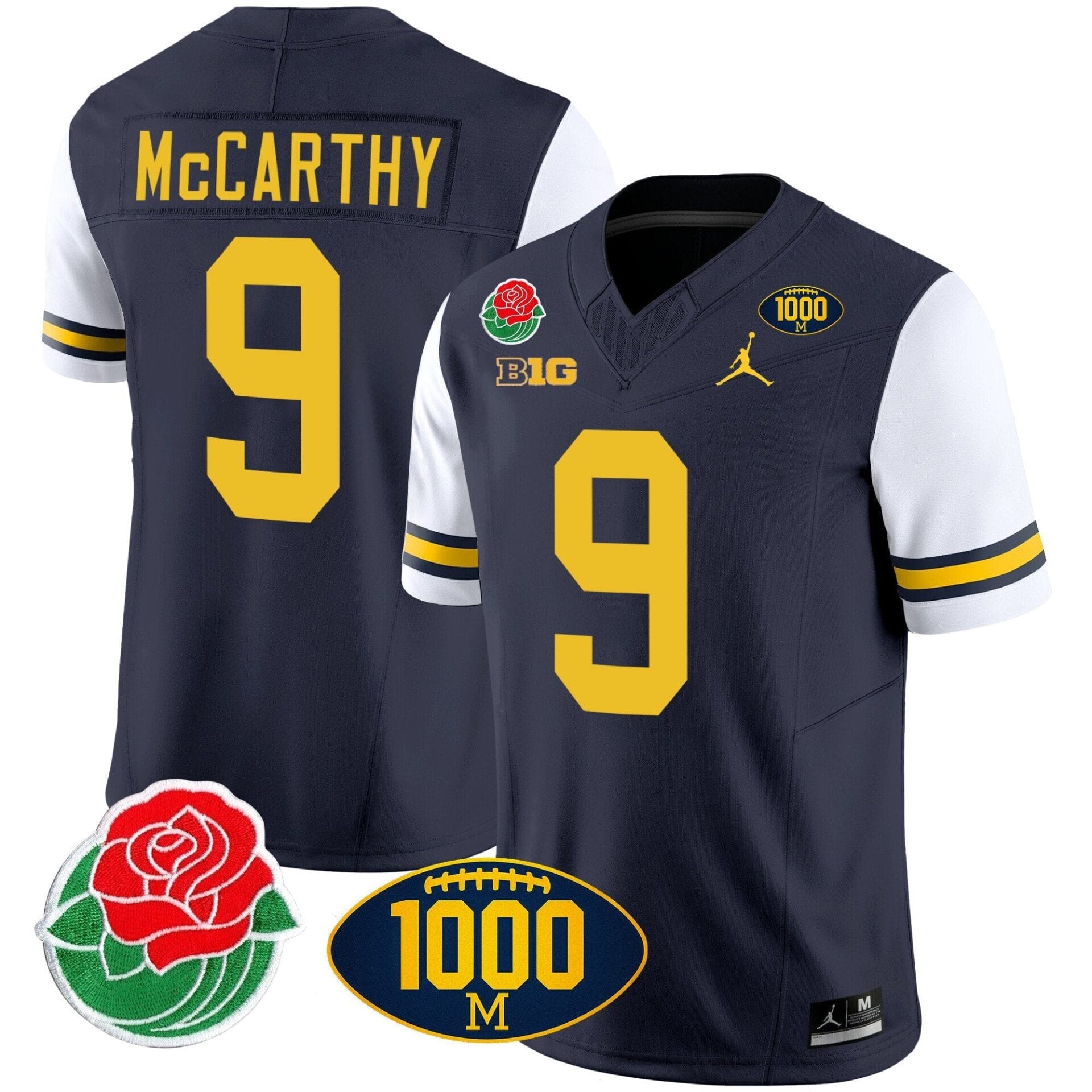 Michigan Wolverines Rose Bowl & 1000 Wins Patch Vapor Jersey - All Stitched - Image 31