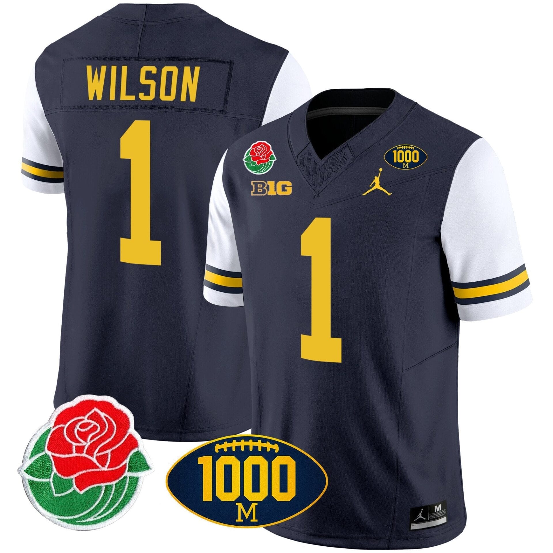 Michigan Wolverines Rose Bowl & 1000 Wins Patch Vapor Jersey - All Stitched - Image 33
