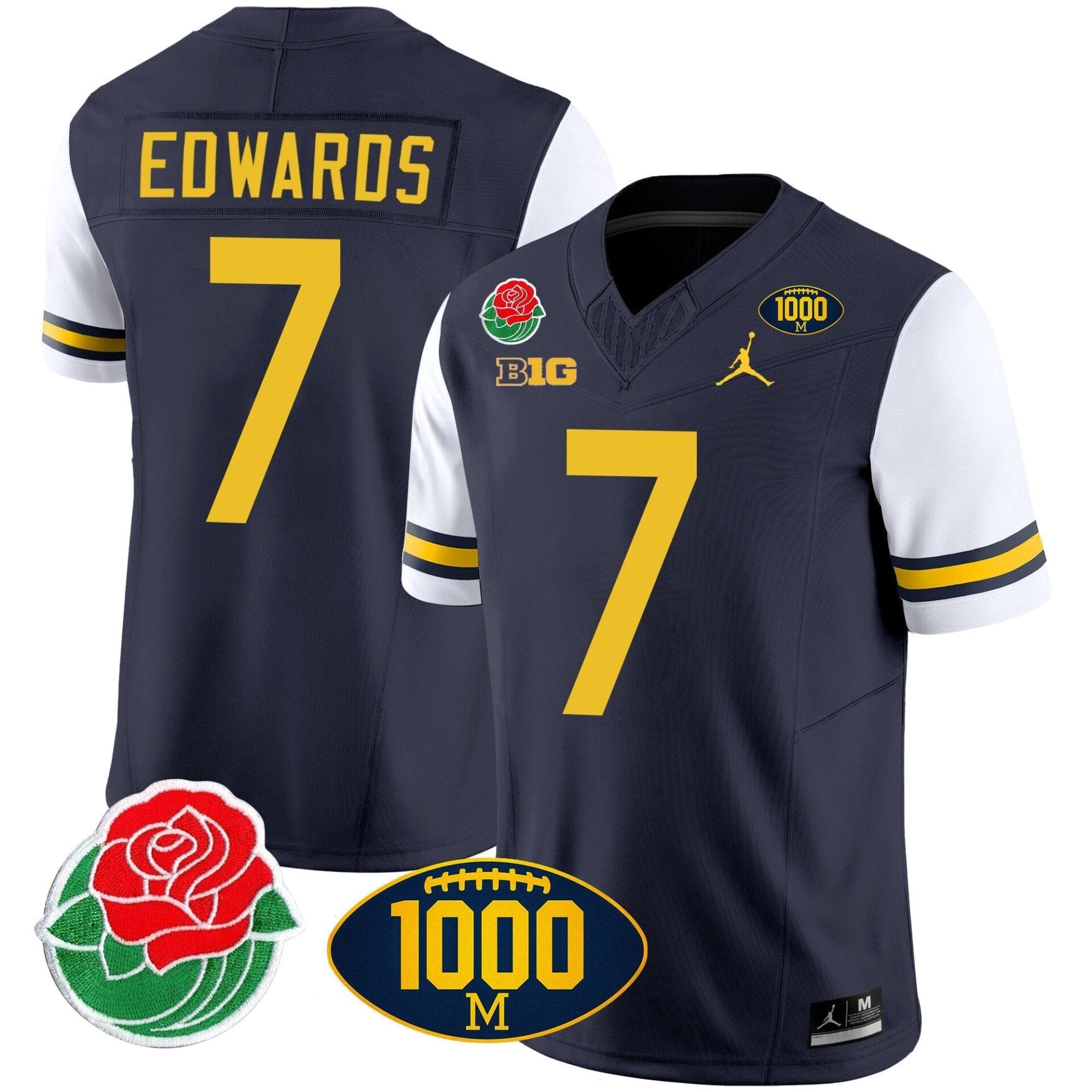 Michigan Wolverines Rose Bowl & 1000 Wins Patch Vapor Jersey - All Stitched - Image 34