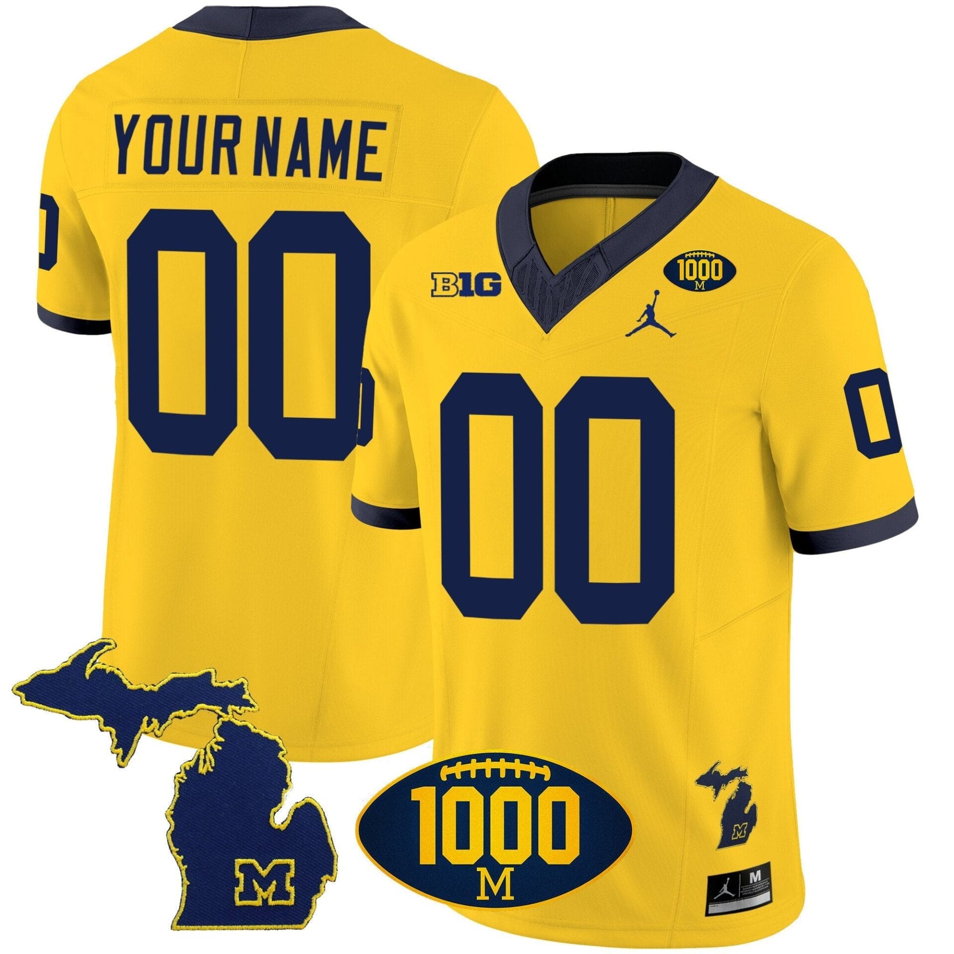 Michigan Wolverines 1000 Wins Patch Vapor Custom Jersey V3 - All Stitched - Image 3