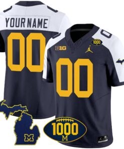 Michigan Wolverines 1000 Wins Patch Vapor Custom Jersey V3 - All Stitched