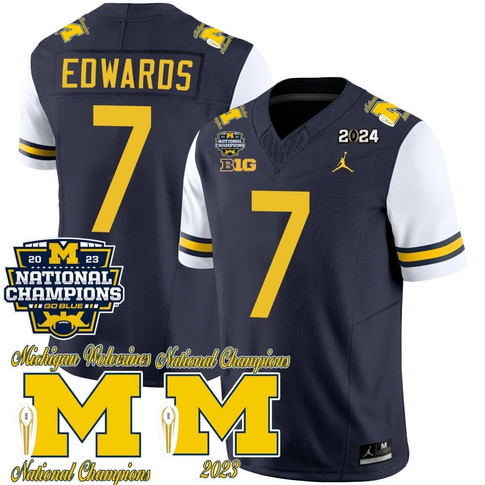 Michigan Wolverines CFP 2023 National Champions Patch Vapor Jersey - All Stitched - Image 34