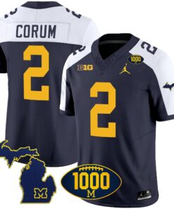 Alternative view of Michigan Wolverines 1000 Wins Patch Vapor Jersey V3 - All Stitched