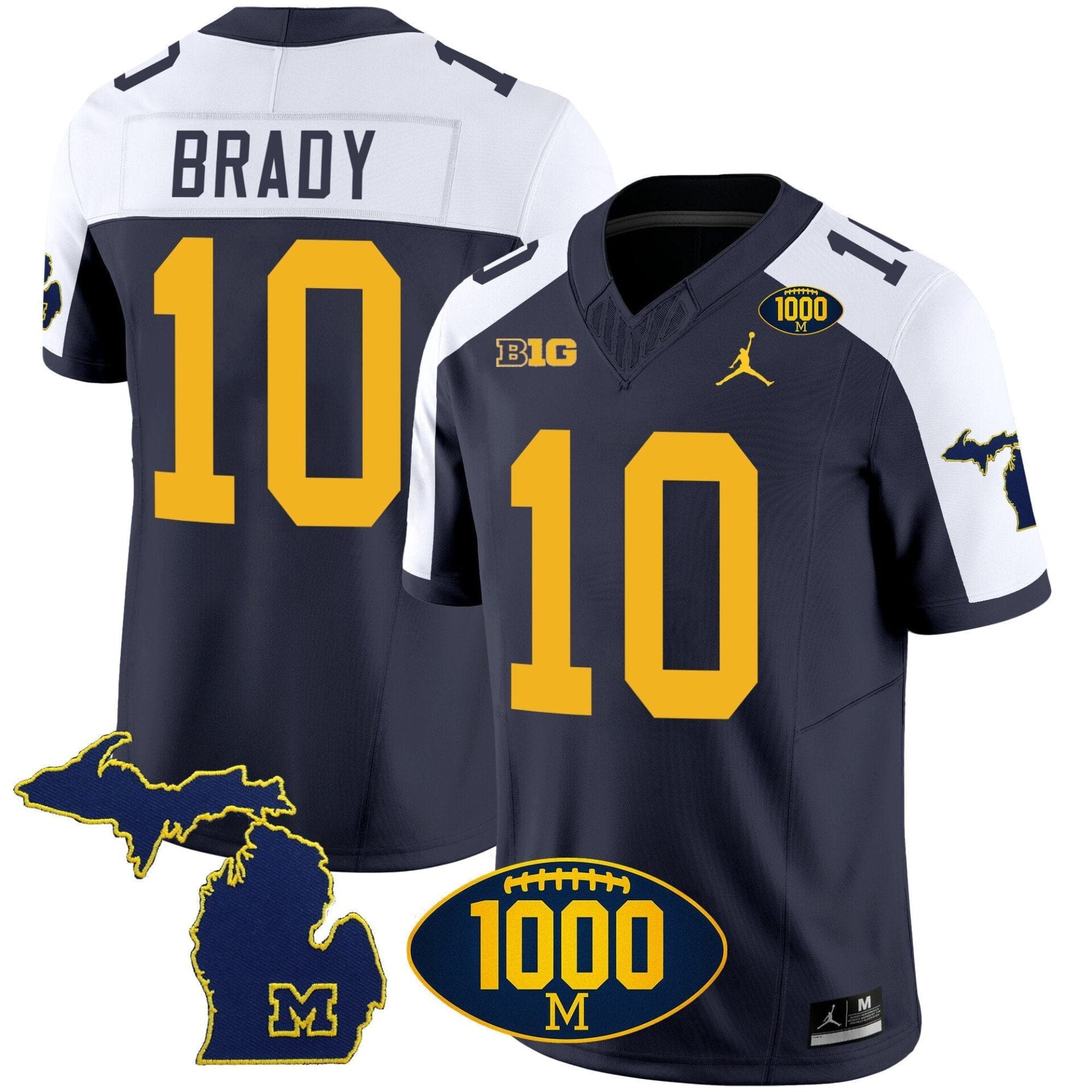 Michigan Wolverines 1000 Wins Patch Vapor Jersey V3 - All Stitched - Image 5