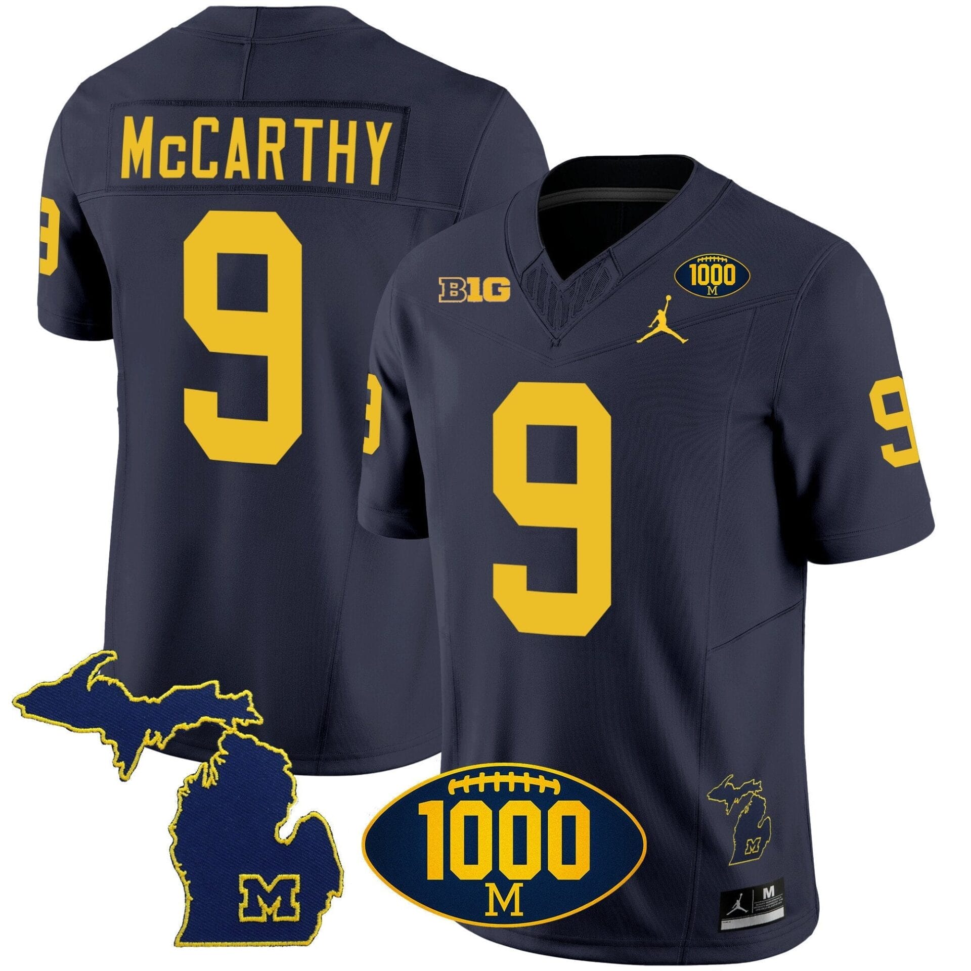Michigan Wolverines 1000 Wins Patch Vapor Jersey V3 - All Stitched - Image 7