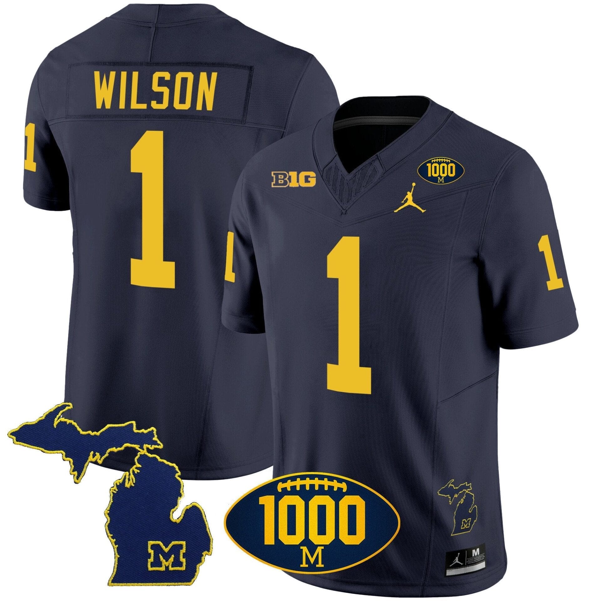 Michigan Wolverines 1000 Wins Patch Vapor Jersey V3 - All Stitched - Image 9