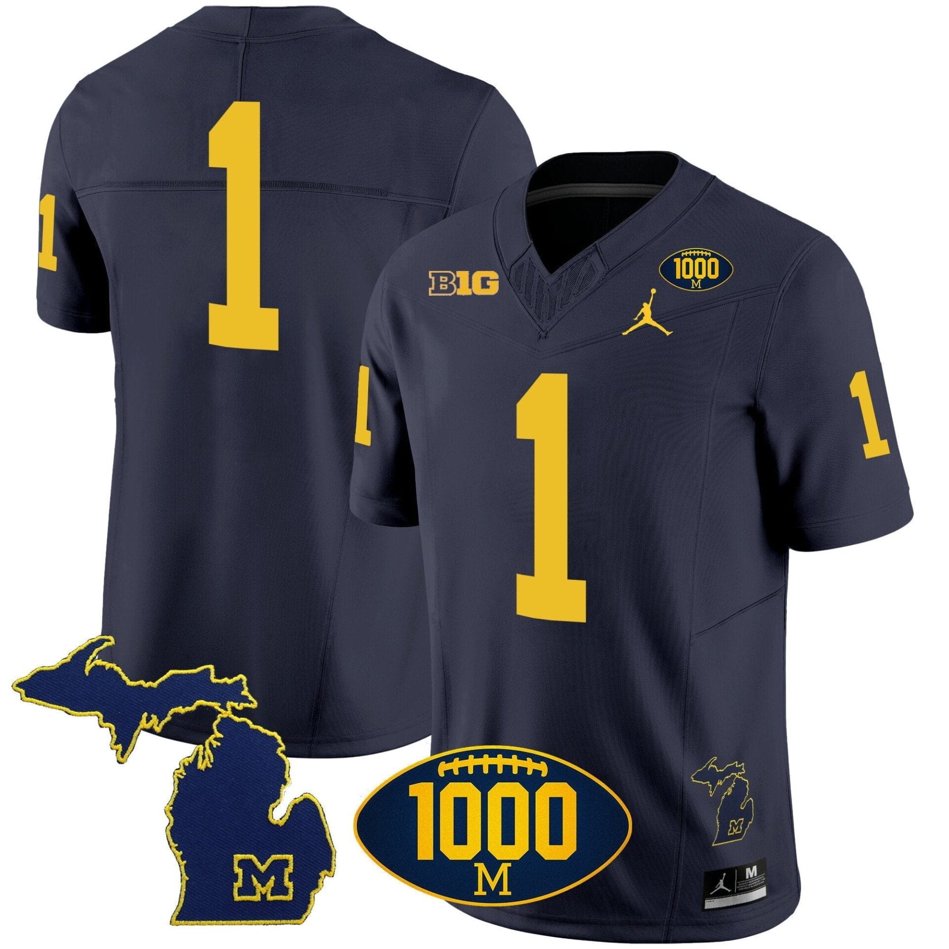 Michigan Wolverines 1000 Wins Patch Vapor Jersey V3 - All Stitched - Image 12