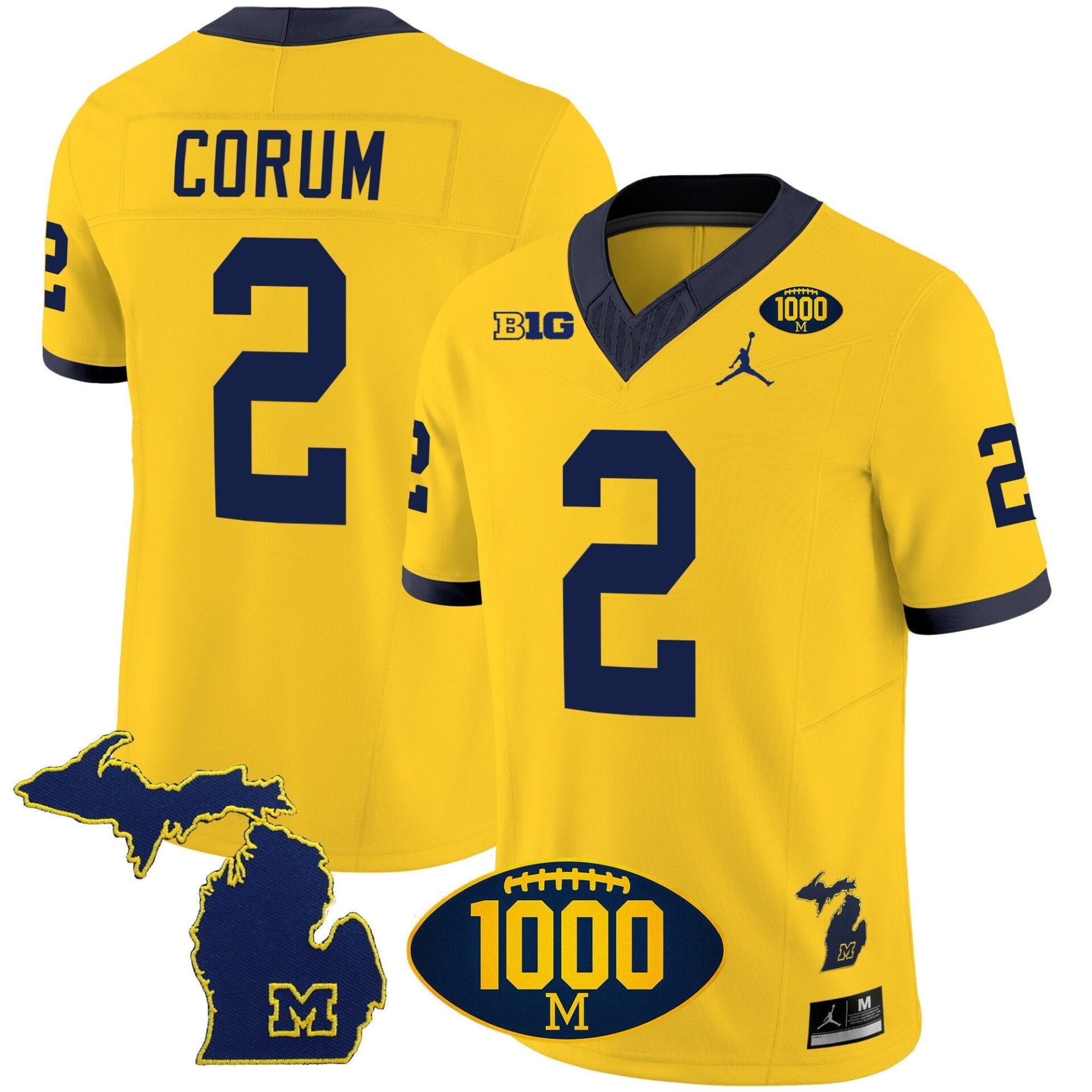 Michigan Wolverines 1000 Wins Patch Vapor Jersey V3 - All Stitched - Image 14