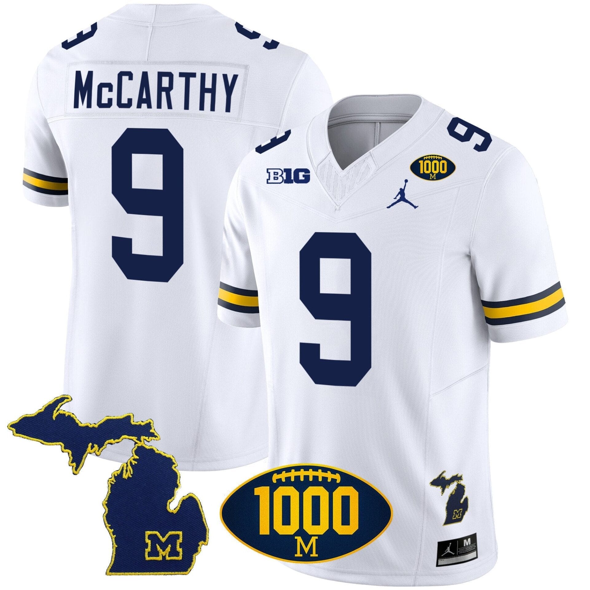 Michigan Wolverines 1000 Wins Patch Vapor Jersey V3 - All Stitched - Image 19