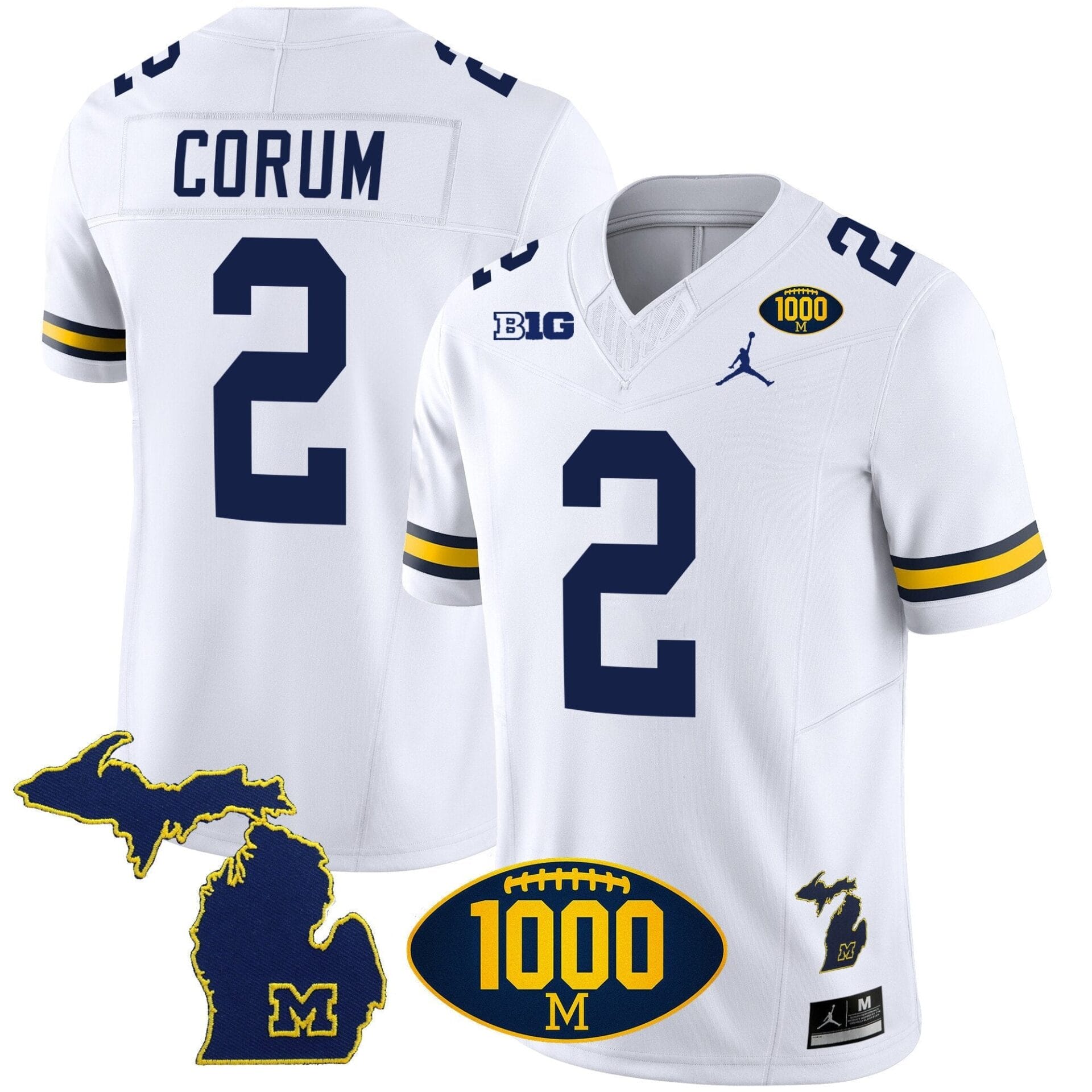 Michigan Wolverines 1000 Wins Patch Vapor Jersey V3 - All Stitched - Image 20