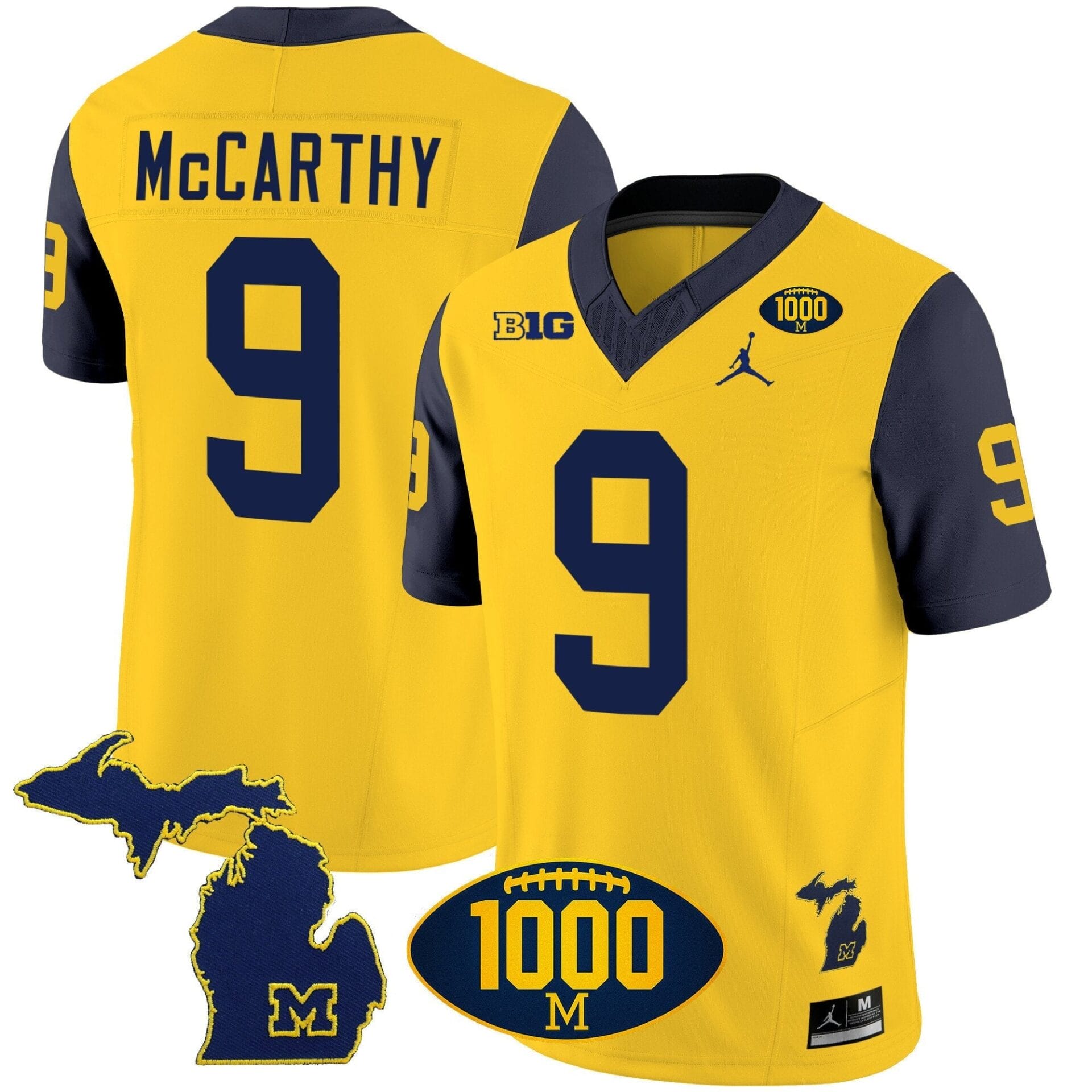 Michigan Wolverines 1000 Wins Patch Vapor Jersey V3 - All Stitched - Image 25