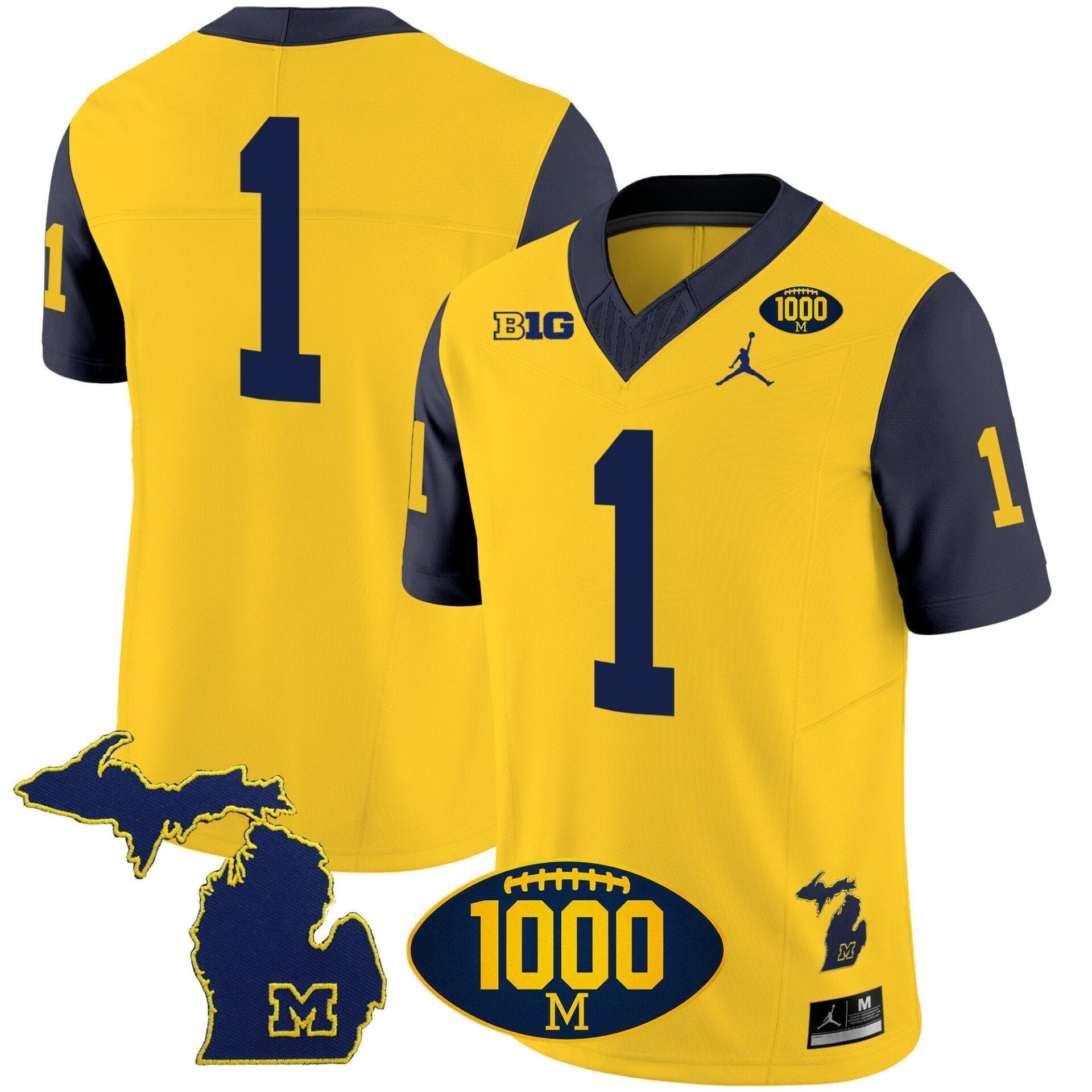 Michigan Wolverines 1000 Wins Patch Vapor Jersey V3 - All Stitched - Image 30