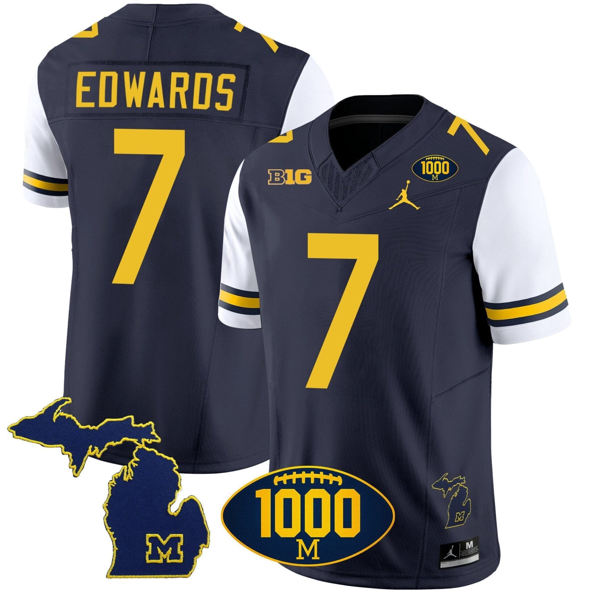 Michigan Wolverines 1000 Wins Patch Vapor Jersey V3 - All Stitched - Image 34