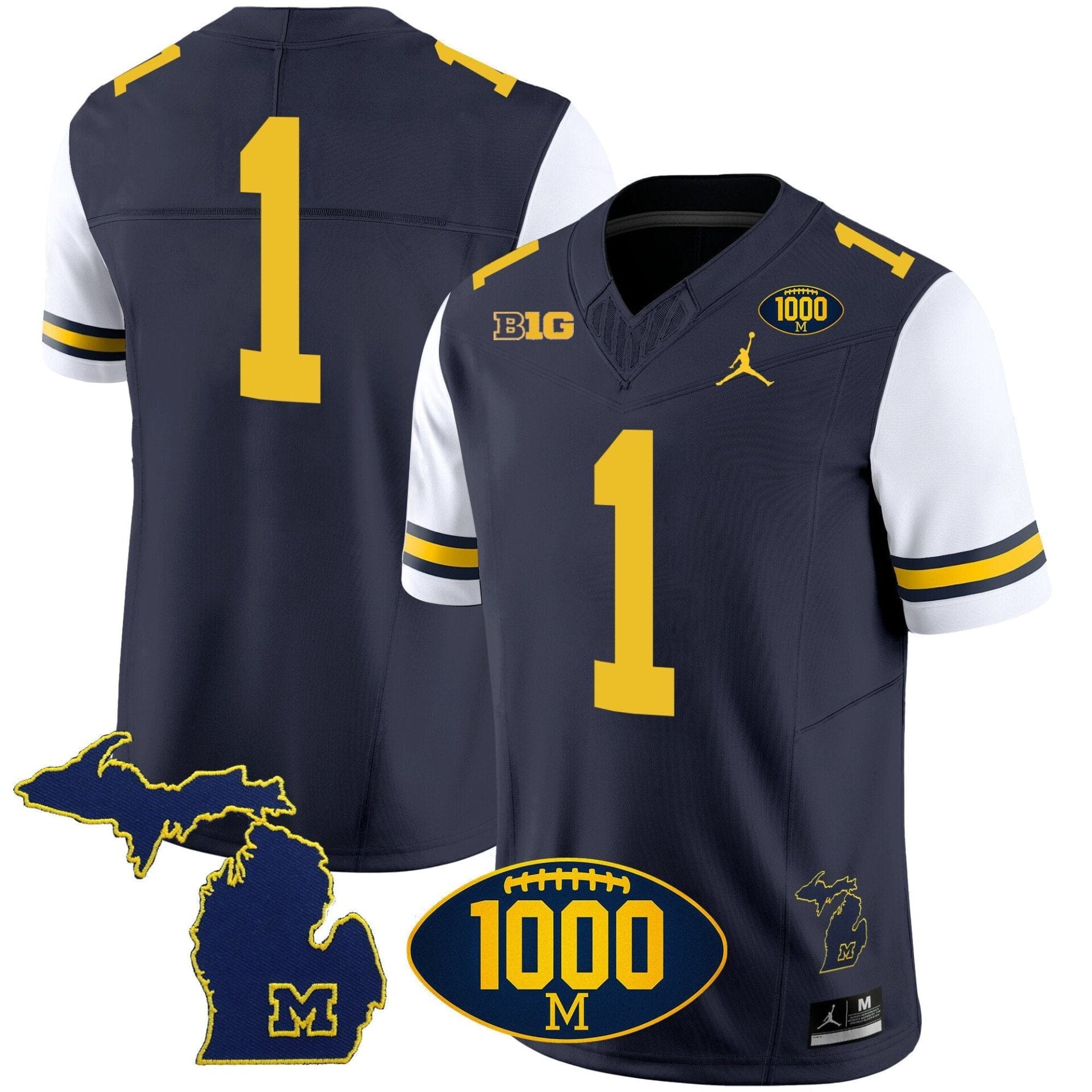 Michigan Wolverines 1000 Wins Patch Vapor Jersey V3 - All Stitched - Image 36