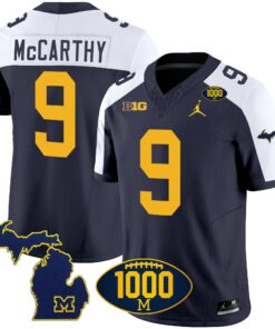 Michigan Wolverines 1000 Wins Patch Vapor Jersey V3 - All Stitched
