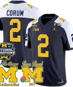 Alternative view of Michigan Wolverines 2023 National Champions & Rose Bowl Patch Vapor Jersey - All Stitched