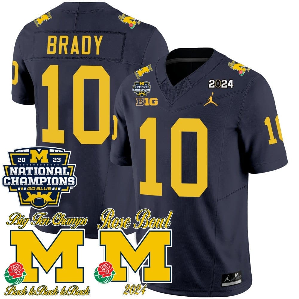 Michigan Wolverines 2023 National Champions & Rose Bowl Patch Vapor Jersey - All Stitched - Image 11