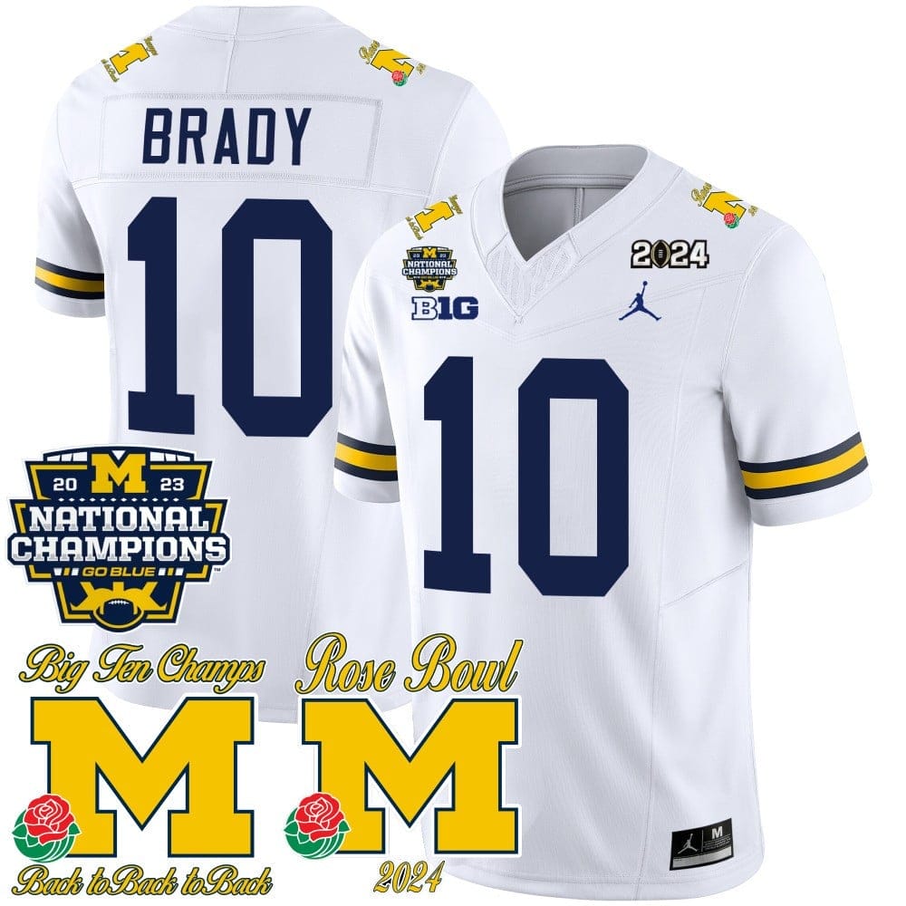 Michigan Wolverines 2023 National Champions & Rose Bowl Patch Vapor Jersey - All Stitched - Image 23