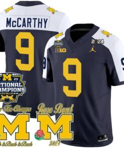 Michigan Wolverines 2023 National Champions & Rose Bowl Patch Vapor Jersey - All Stitched