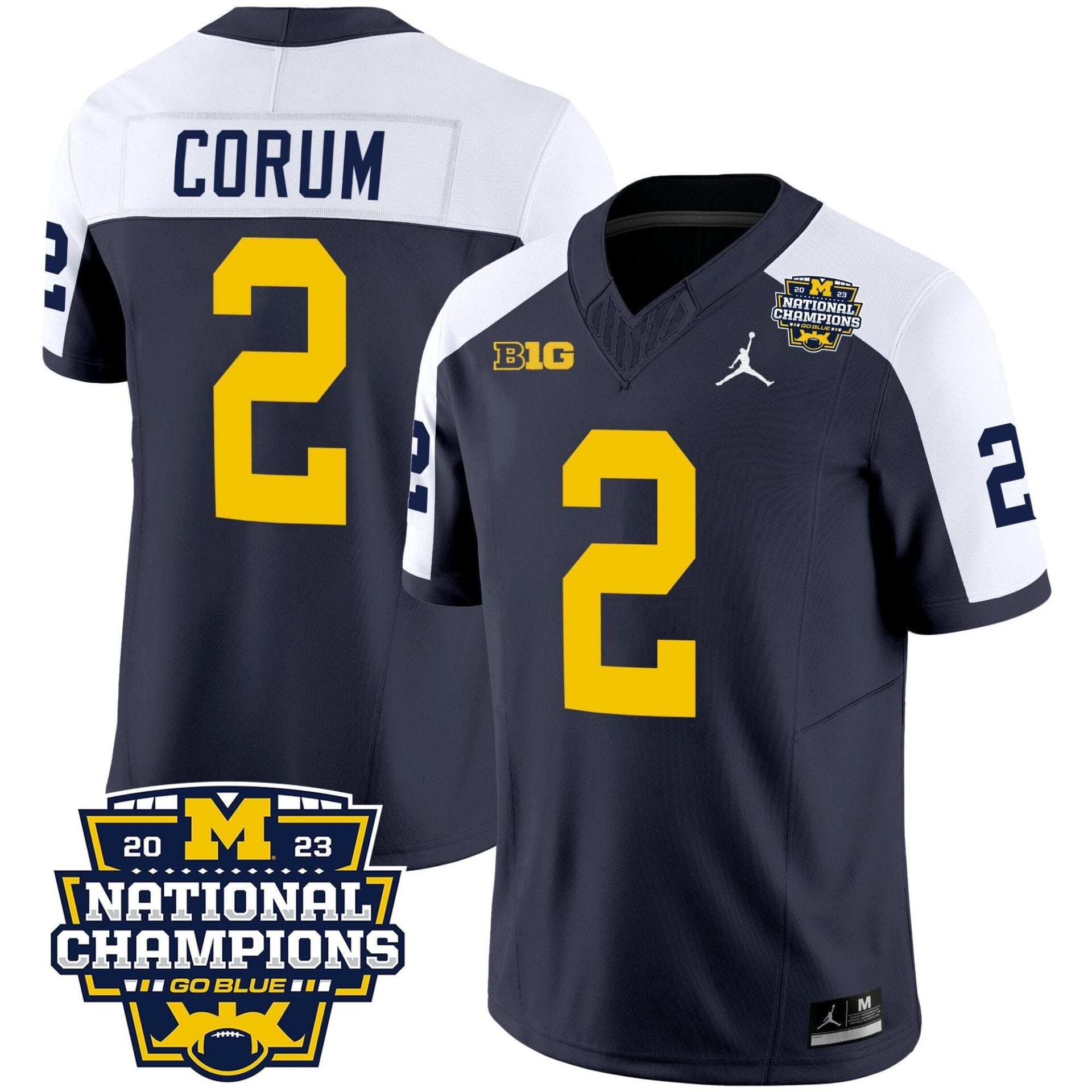 Michigan Wolverines 2023 National Champions Patch Vapor Jersey V2 - All Stitched - Image 2