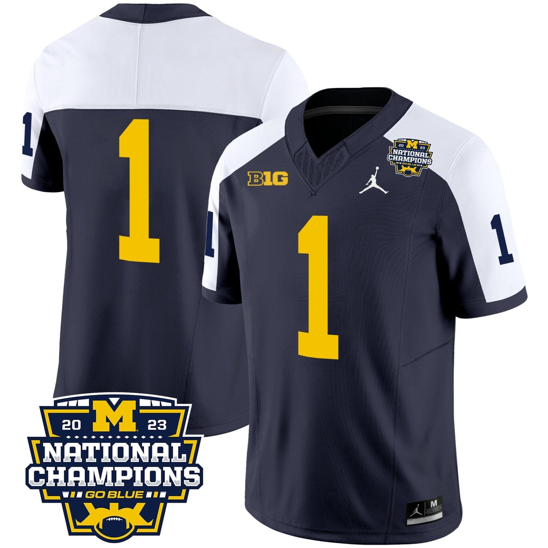 Michigan Wolverines 2023 National Champions Patch Vapor Jersey V2 - All Stitched - Image 7