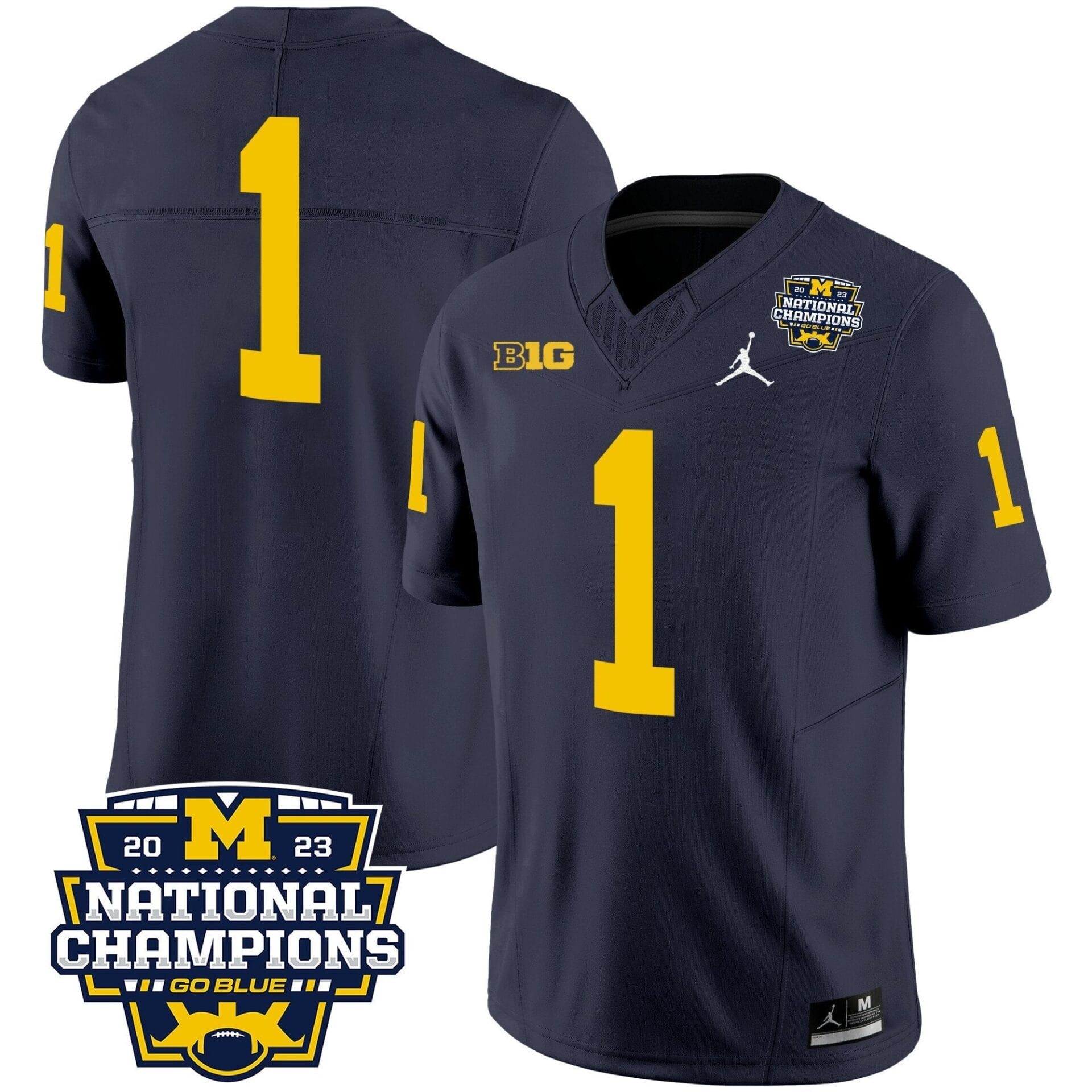 Michigan Wolverines 2023 National Champions Patch Vapor Jersey V2 - All Stitched - Image 14