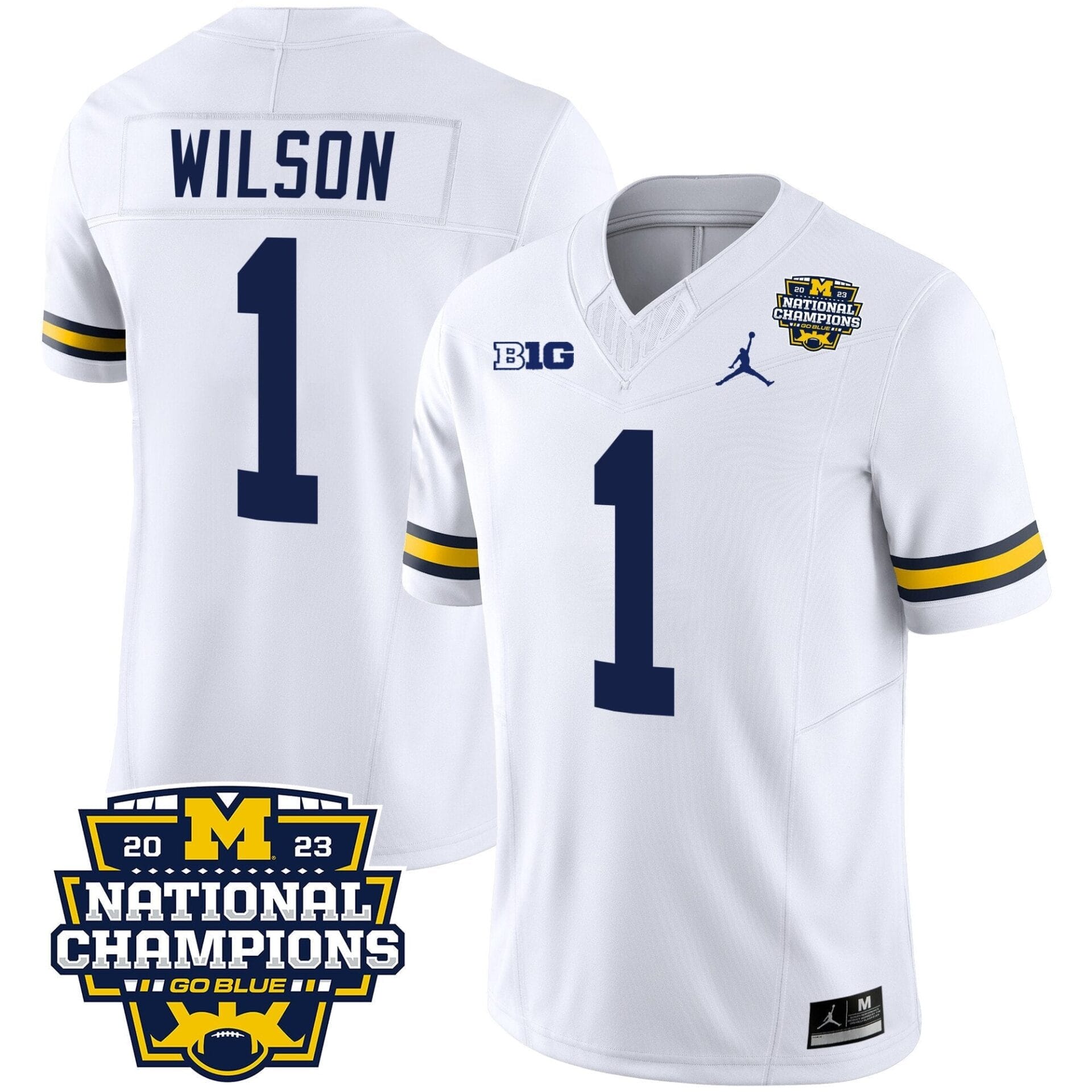 Michigan Wolverines 2023 National Champions Patch Vapor Jersey V2 - All Stitched - Image 24
