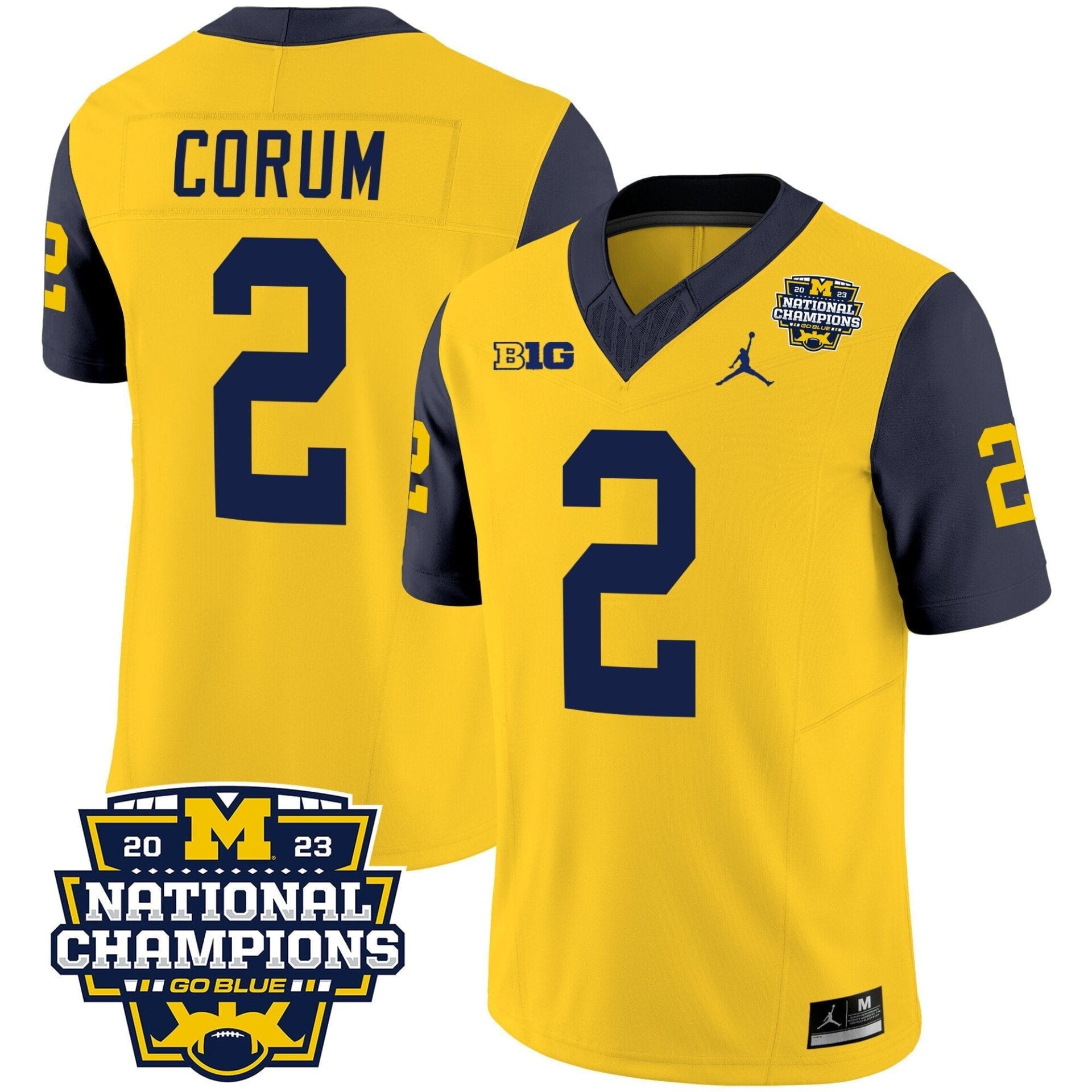 Michigan Wolverines 2023 National Champions Patch Vapor Jersey V2 - All Stitched - Image 30