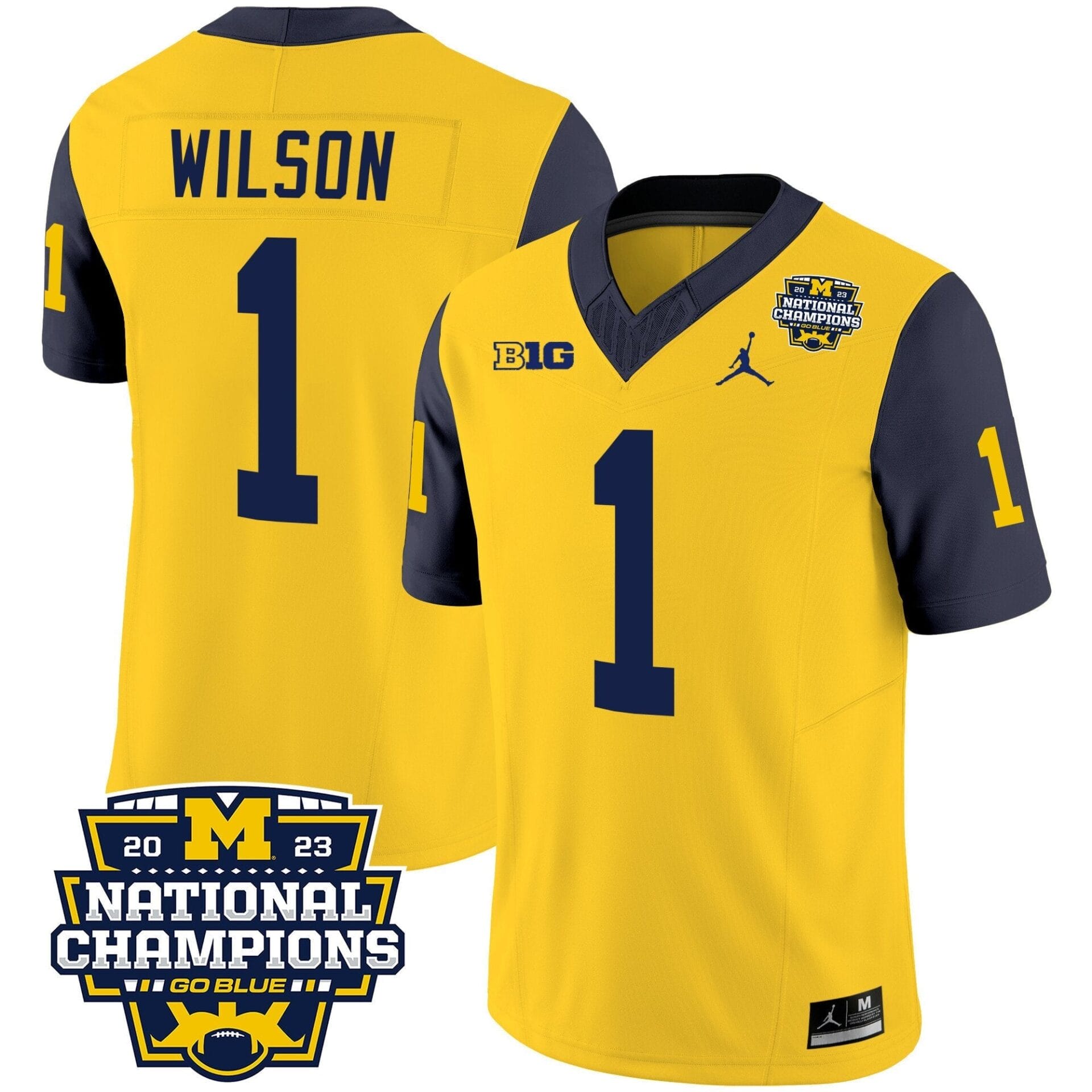 Michigan Wolverines 2023 National Champions Patch Vapor Jersey V2 - All Stitched - Image 31