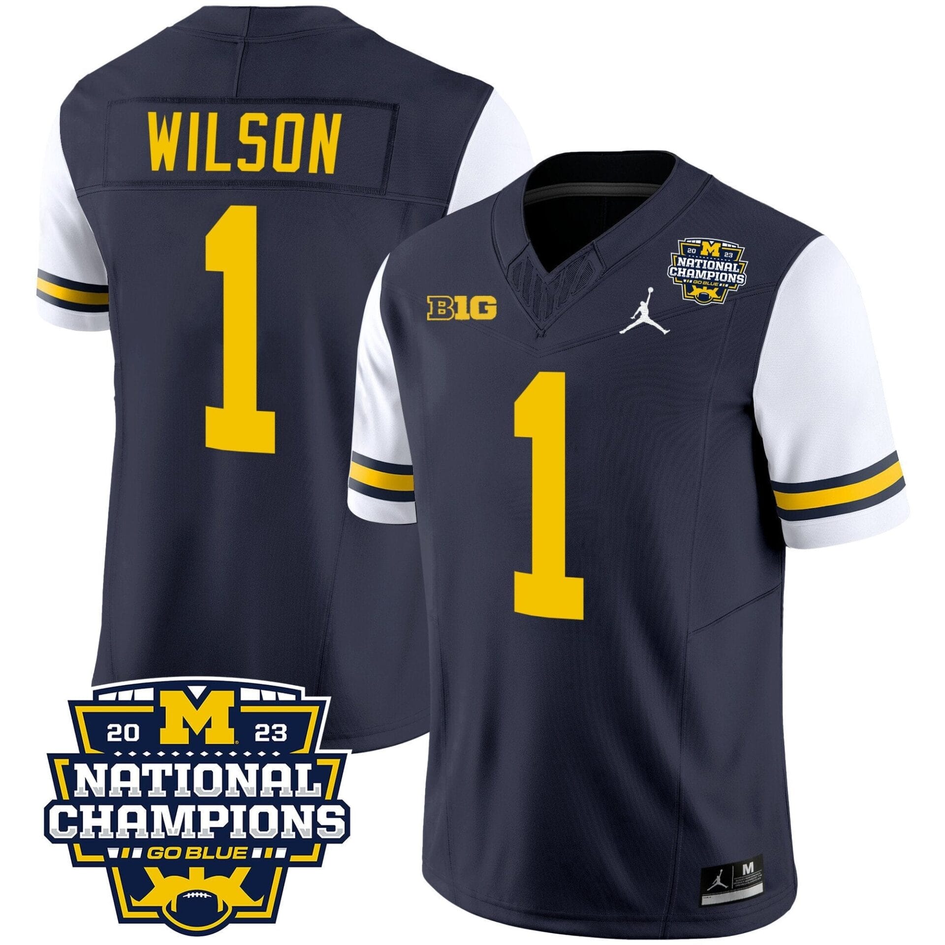 Michigan Wolverines 2023 National Champions Patch Vapor Jersey V2 - All Stitched - Image 38