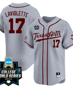 Alternative view of Texas A&M 23/24 Jersey - 2024 College World Series Patch