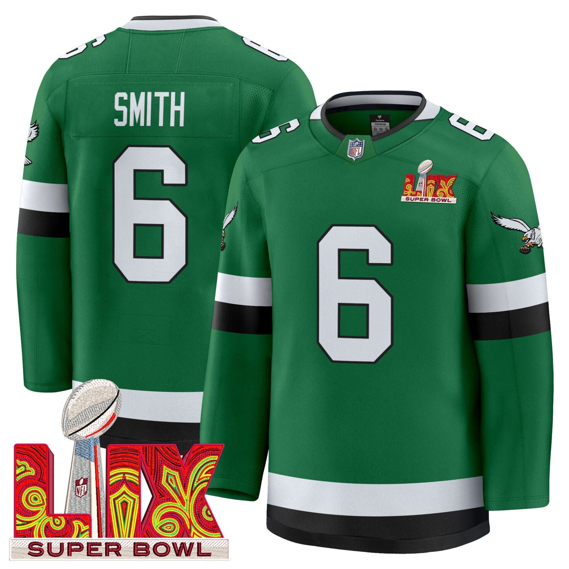 Eagles Kelly Green Hockey Premium Jersey V2 - All Stitched - Image 4
