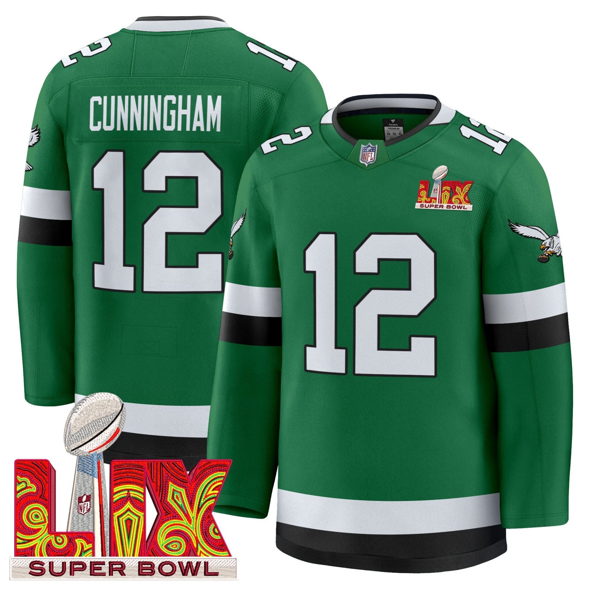 Eagles Kelly Green Hockey Premium Jersey V2 - All Stitched - Image 5