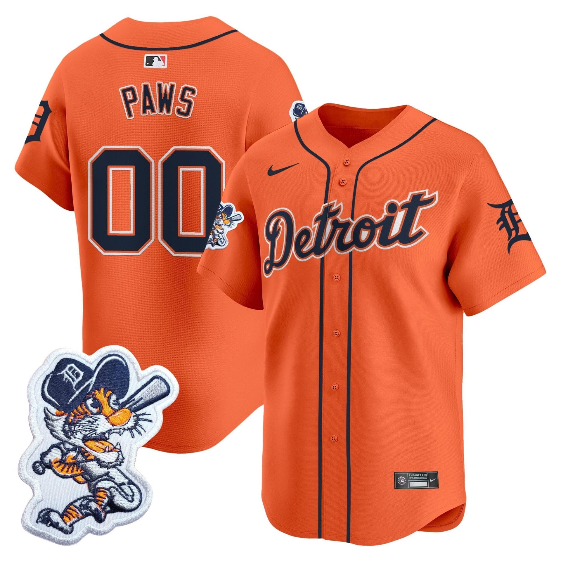 Detroit Tigers Paws Patch Vapor Premier Limited Jersey - All Stitched - Image 7