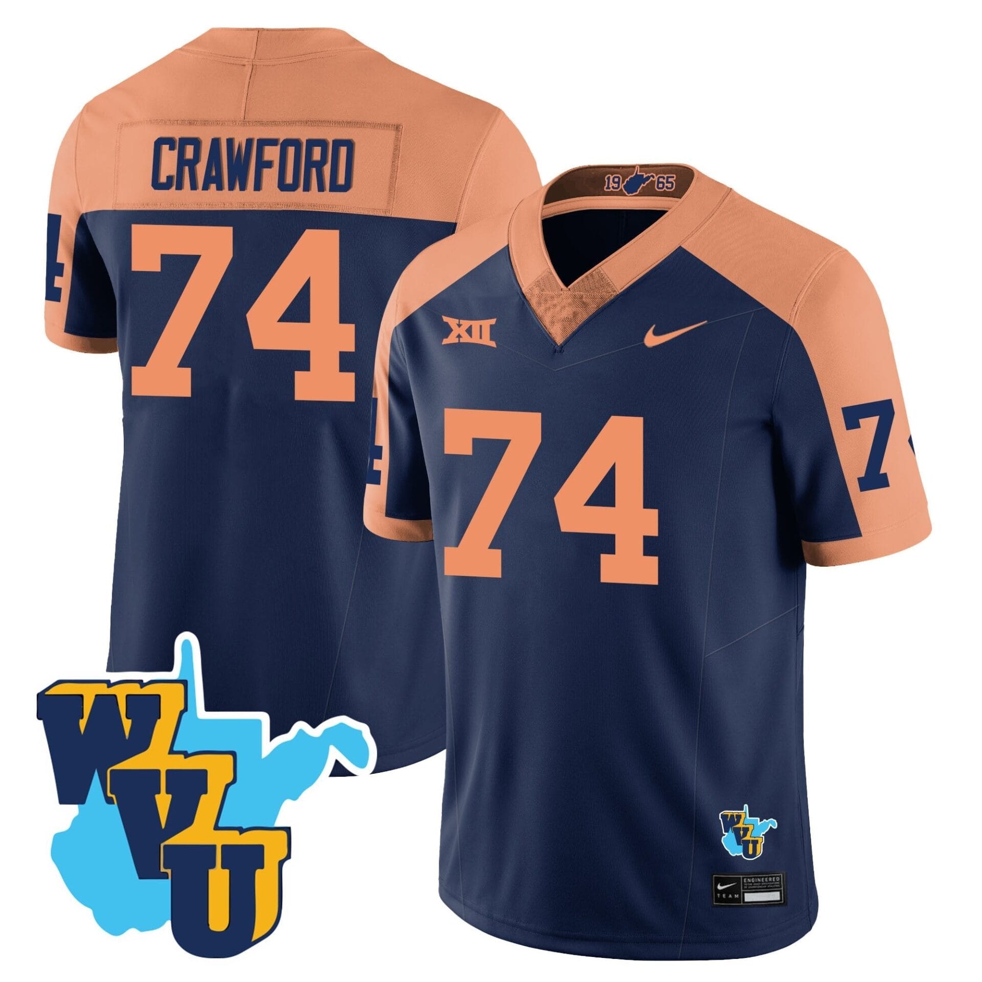 West Virginia Mountaineers 1965-2025 Throwback Jersey - All Stitched - Image 3