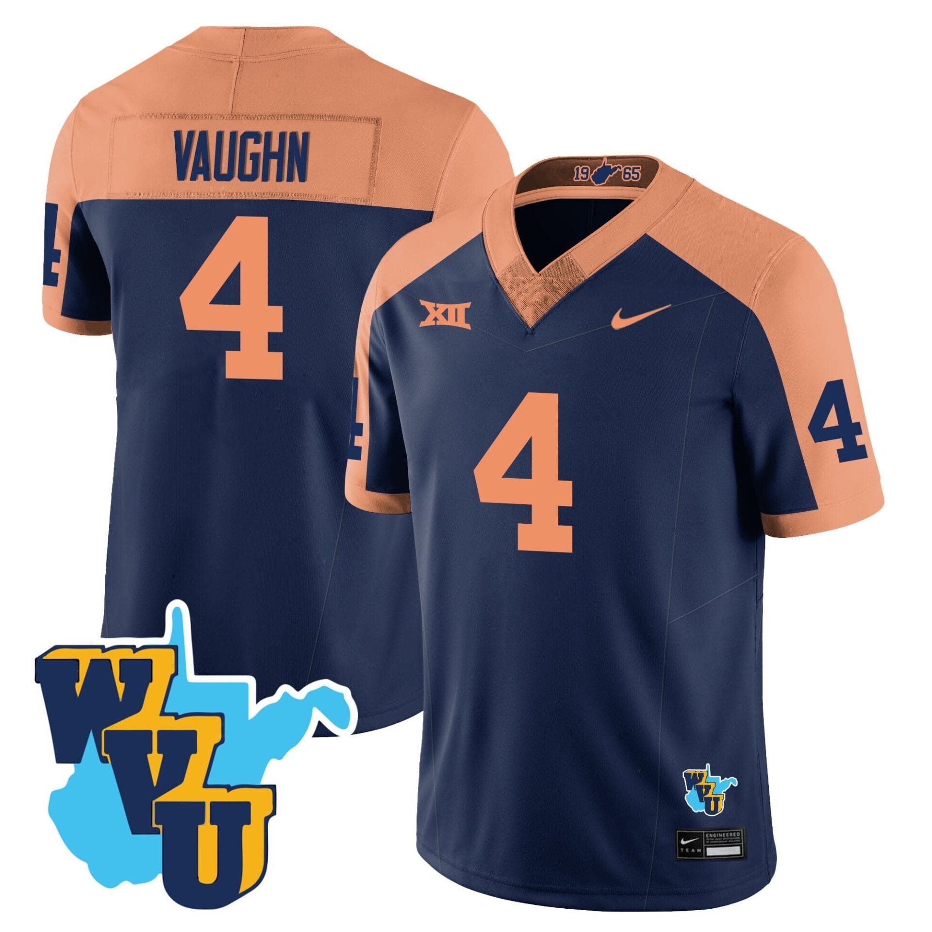 West Virginia Mountaineers 1965-2025 Throwback Jersey - All Stitched - Image 9