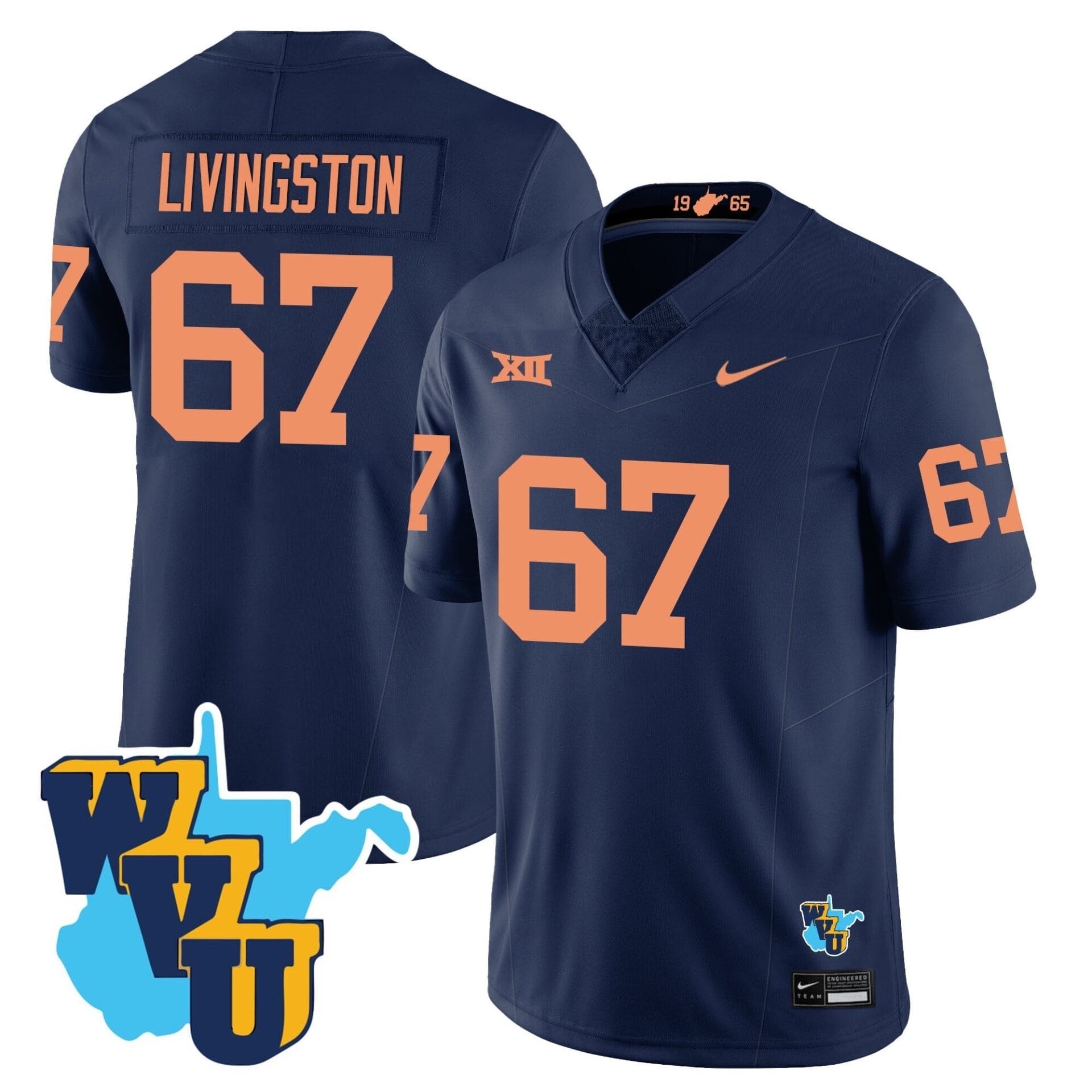 West Virginia Mountaineers 1965-2025 Throwback Jersey - All Stitched - Image 17