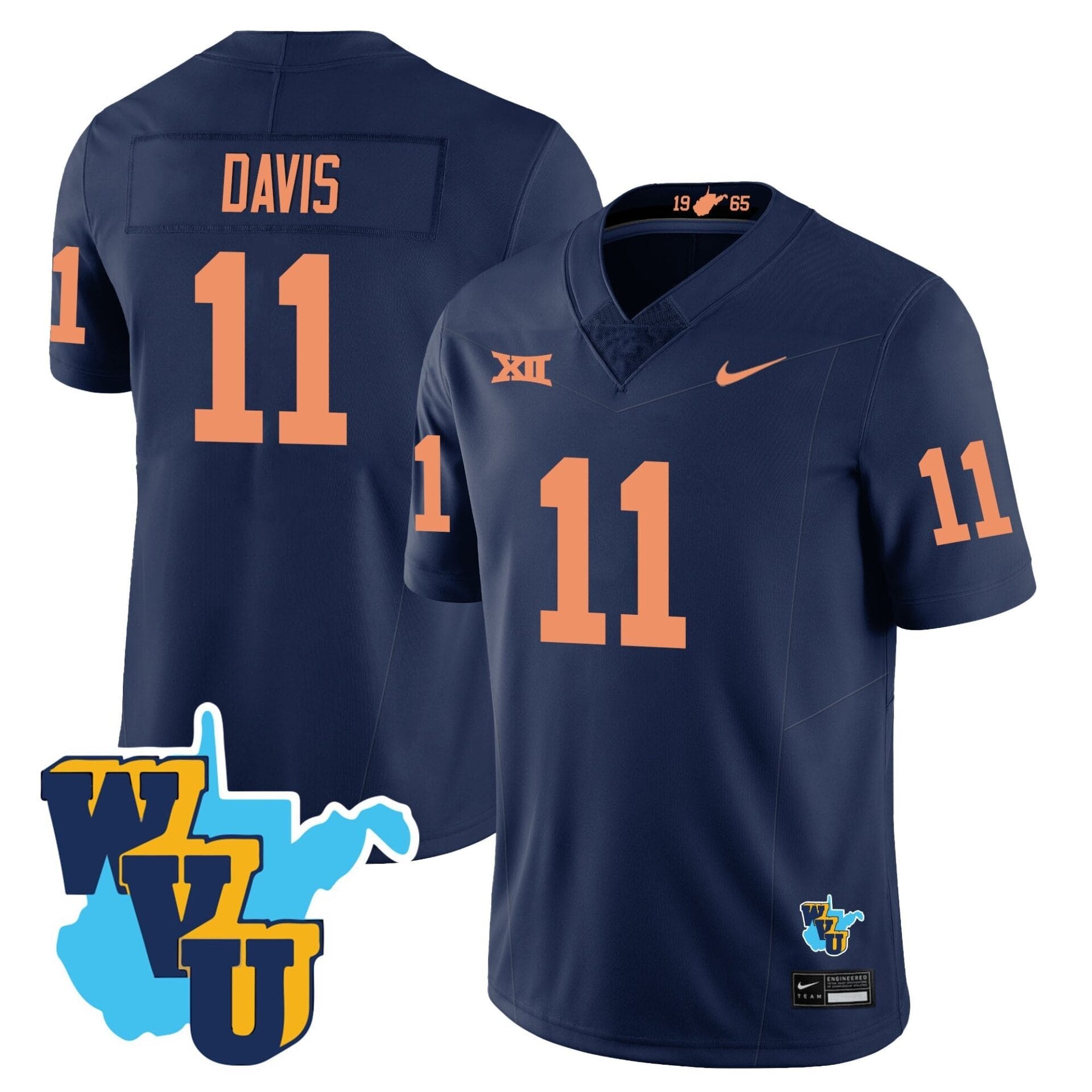 West Virginia Mountaineers 1965-2025 Throwback Jersey - All Stitched - Image 12