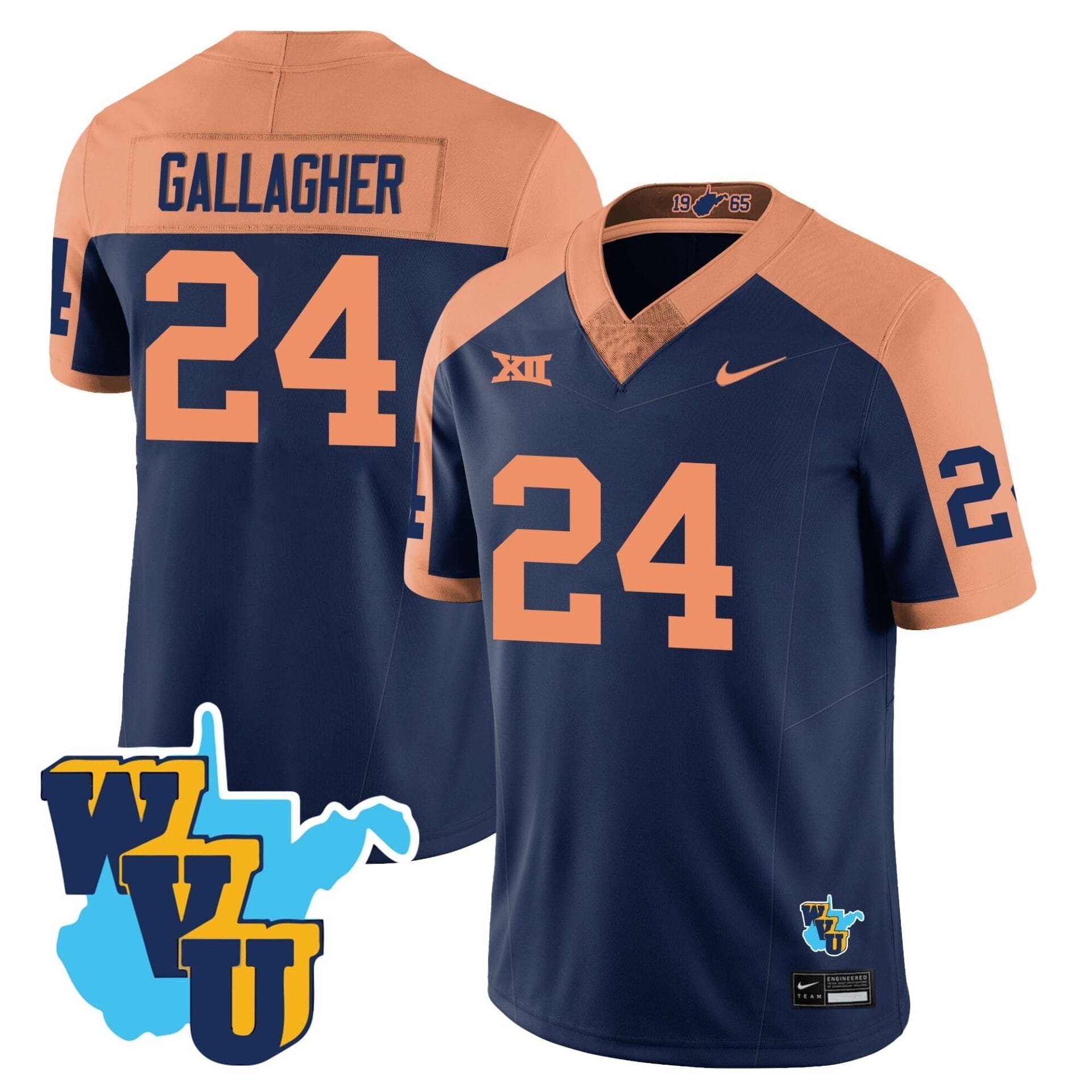 West Virginia Mountaineers 1965-2025 Throwback Jersey - All Stitched - Image 5
