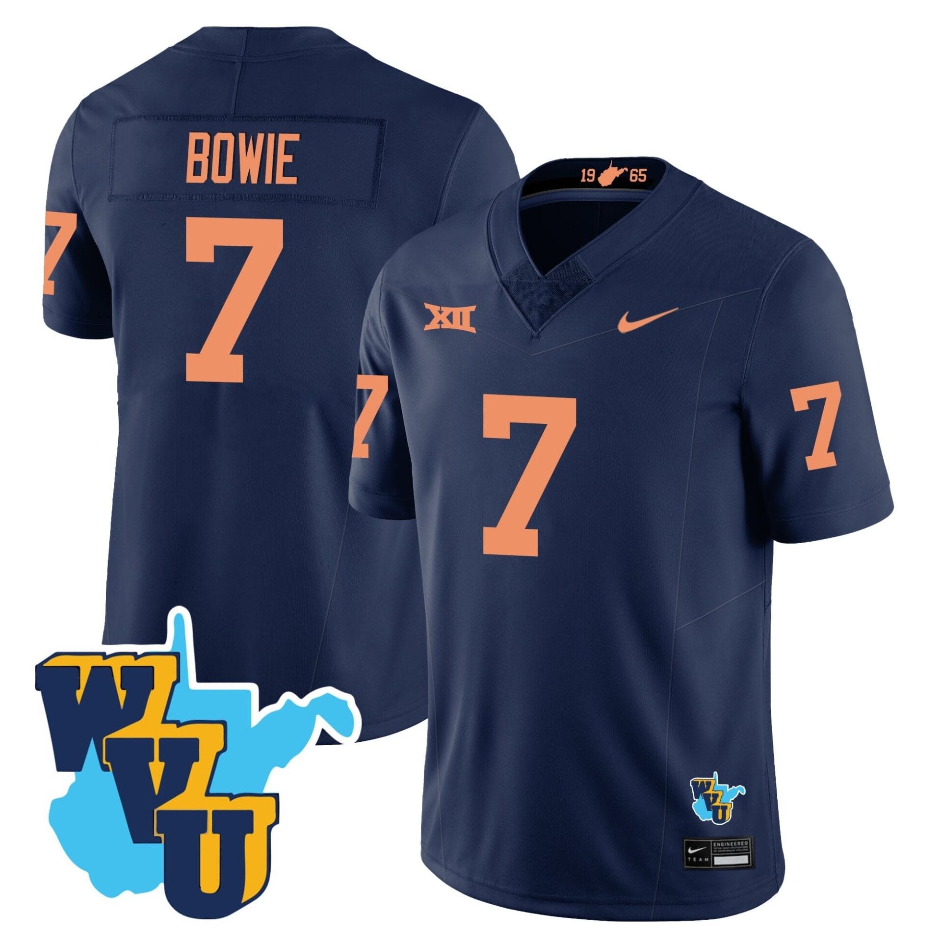 West Virginia Mountaineers 1965-2025 Throwback Jersey - All Stitched - Image 10